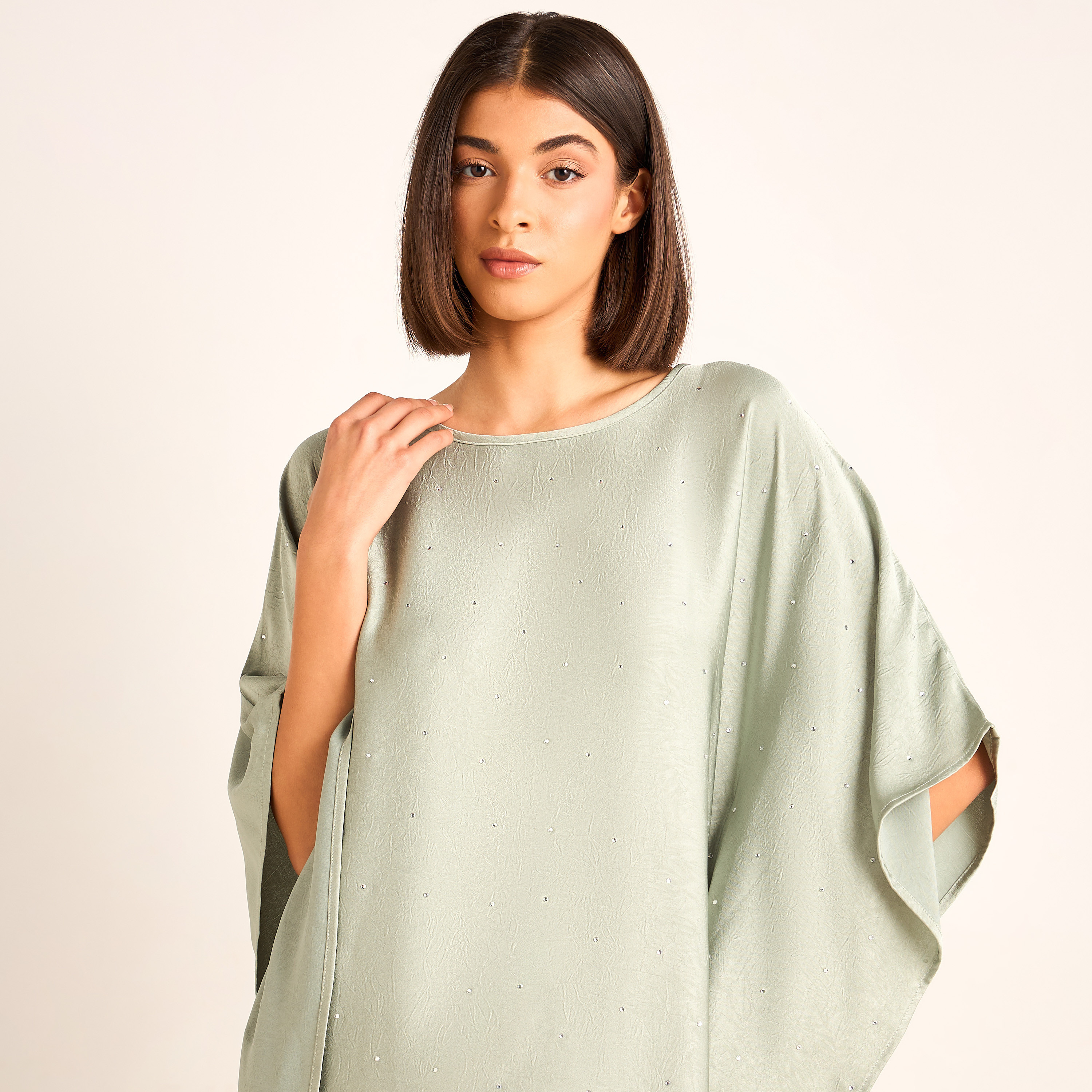 Maxi Kaftan Night Gown with Studded Embellishment-women-clothing-nightwear-nighties-image-4