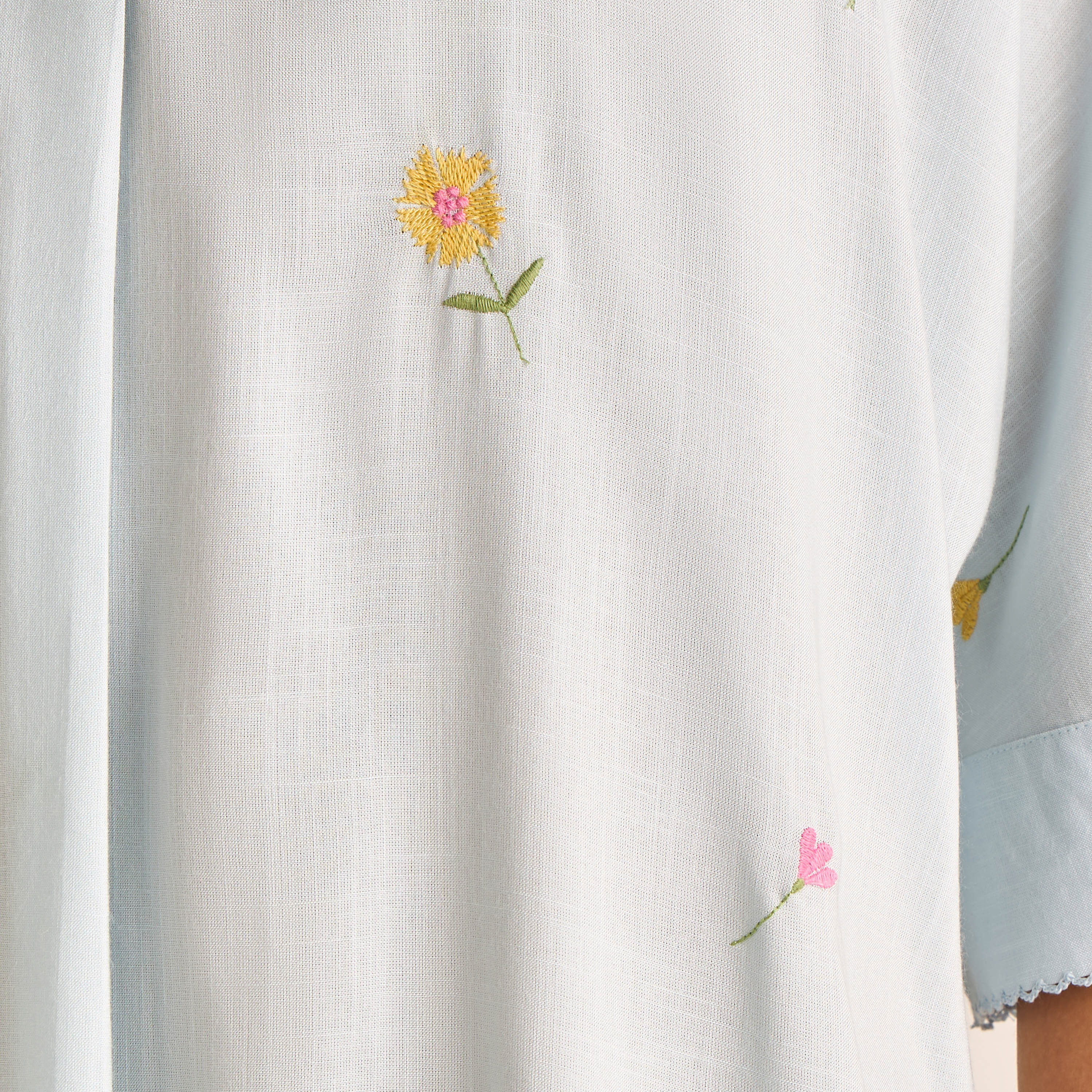 Night Dress Short Sleeve Floral Embroidery Viscose-women-clothing-nightwear-nighties-image-5