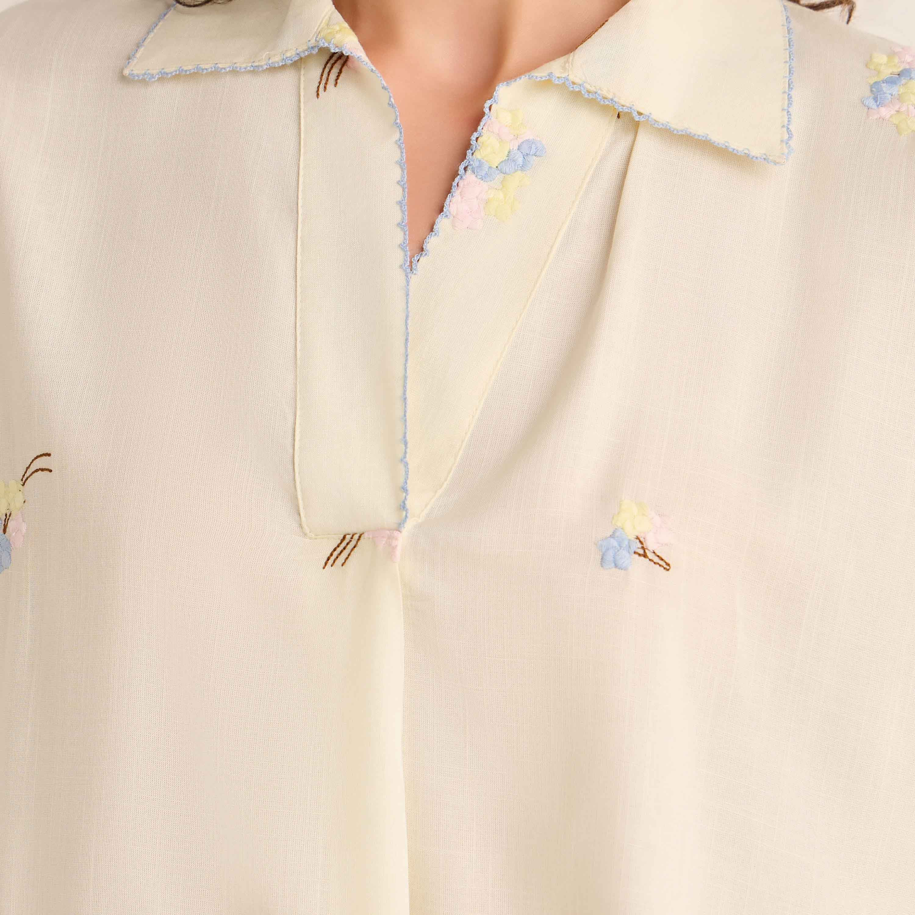 Night Dress Short Sleeve Floral Embroidery Viscose-women-clothing-nightwear-nighties-image-3