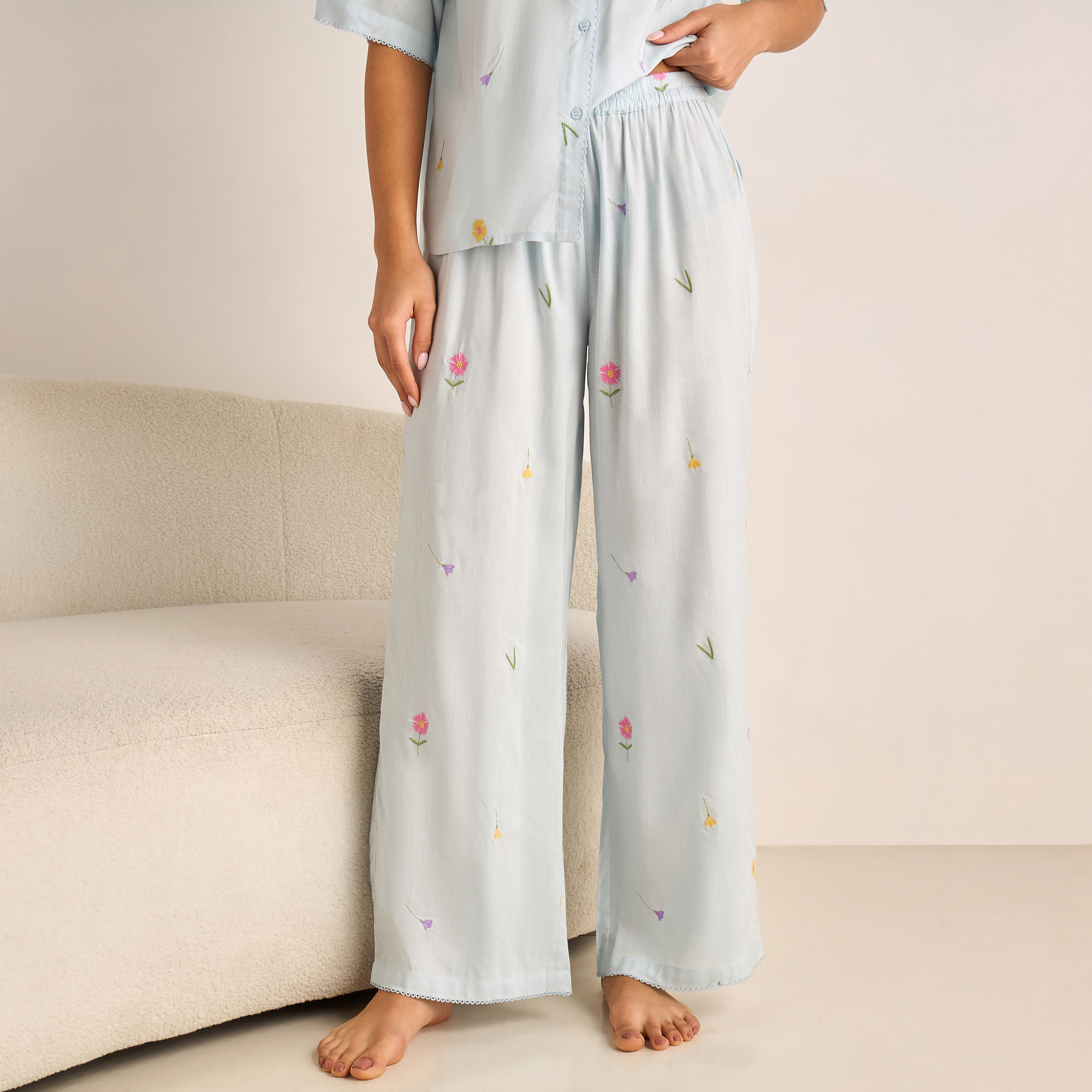 Pyjama Set Button-Down Shirt & Trousers-women-clothing-nightwear-pyjamas-longsets-image-4