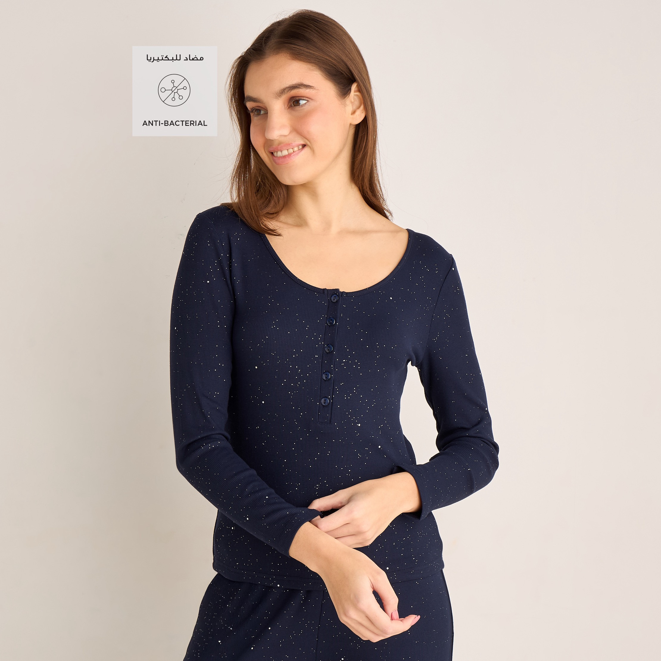 Pyjama Set Button-Down T-shirt and Pants-women-clothing-nightwear-pyjamas-longsets-image-2