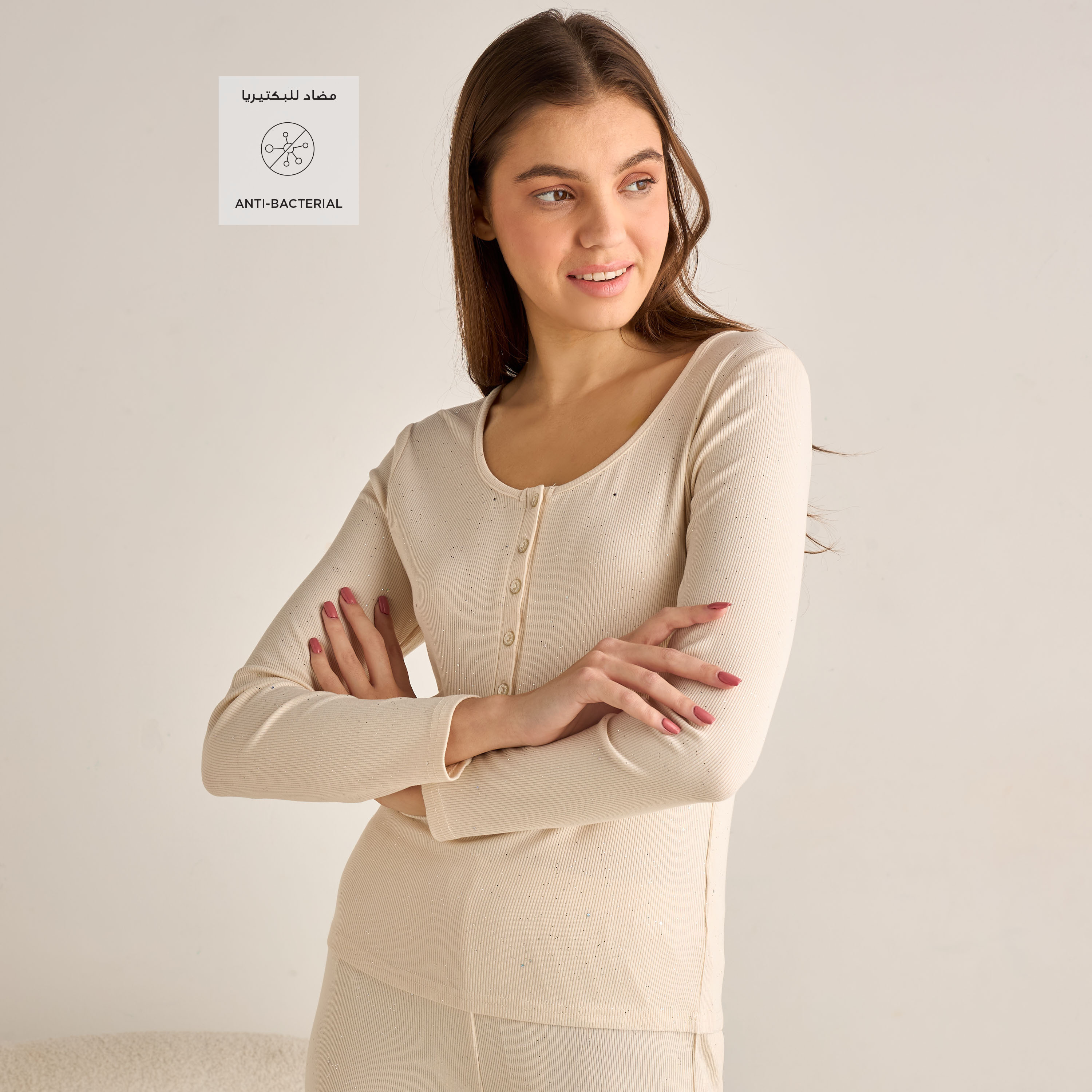 Pyjama Set Button-Down T-shirt and Pants-women-clothing-nightwear-pyjamas-longsets-image-2