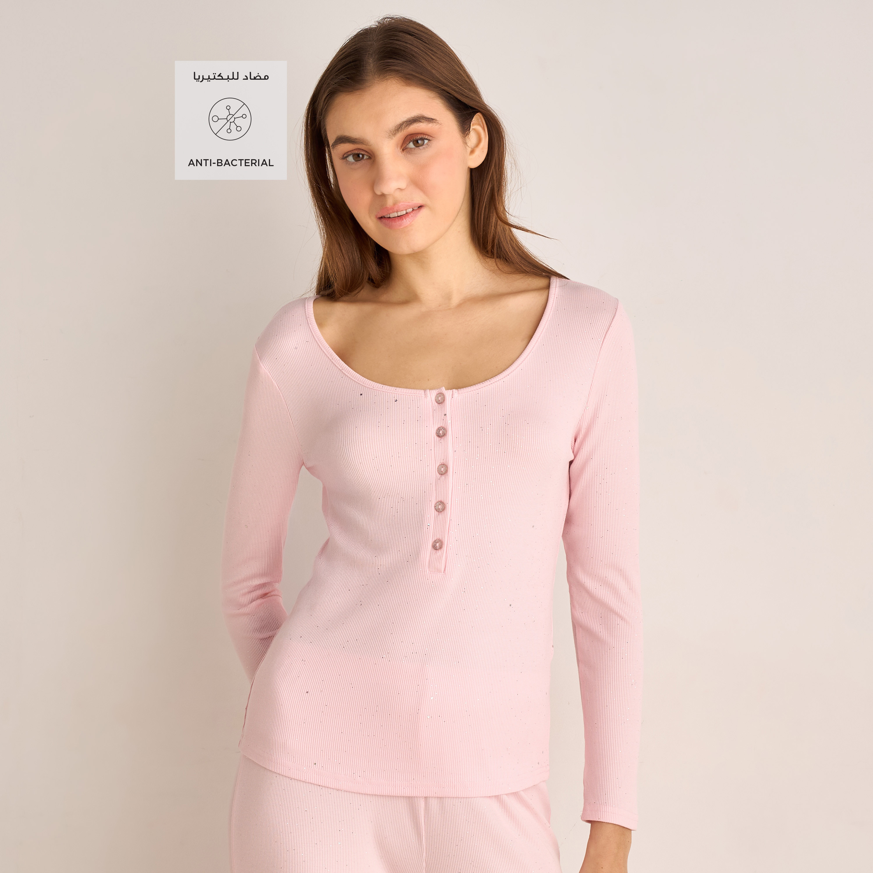 Pyjama Set Button-Down T-shirt and Pants-women-clothing-nightwear-pyjamas-longsets-image-2