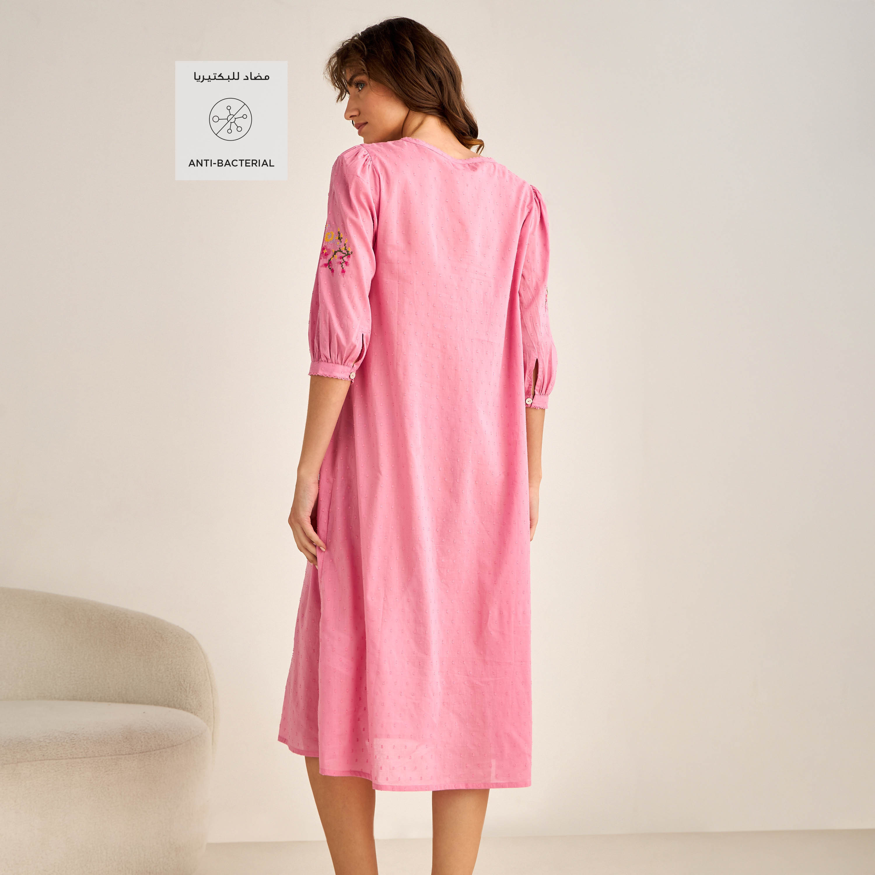 قميص نوم مطرز بأكمام 3/4-women-clothing-nightwear-nighties-image-2