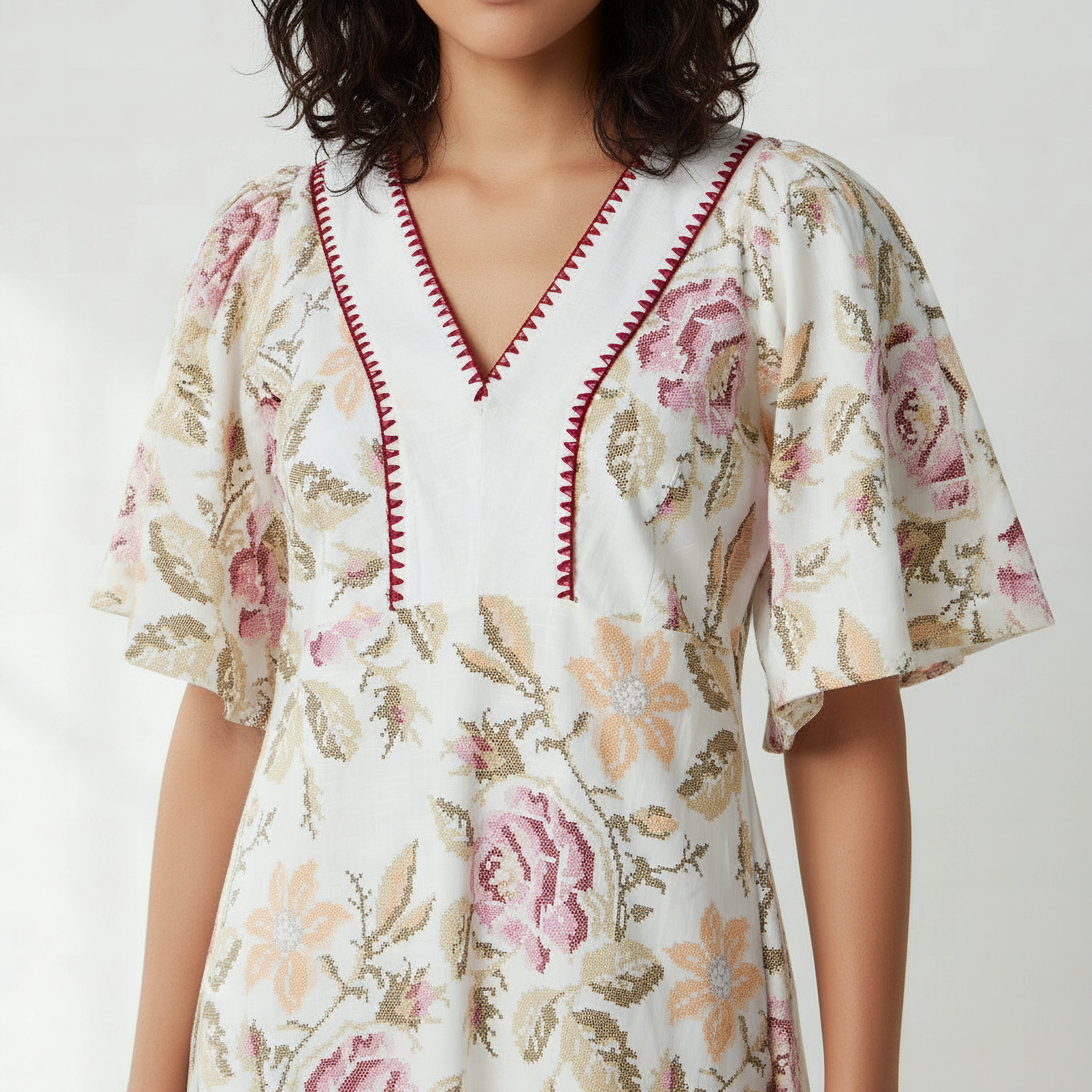 Night Gown with Flutter Sleeves Floral Print Cotton-women-clothing-nightwear-nighties-image-4