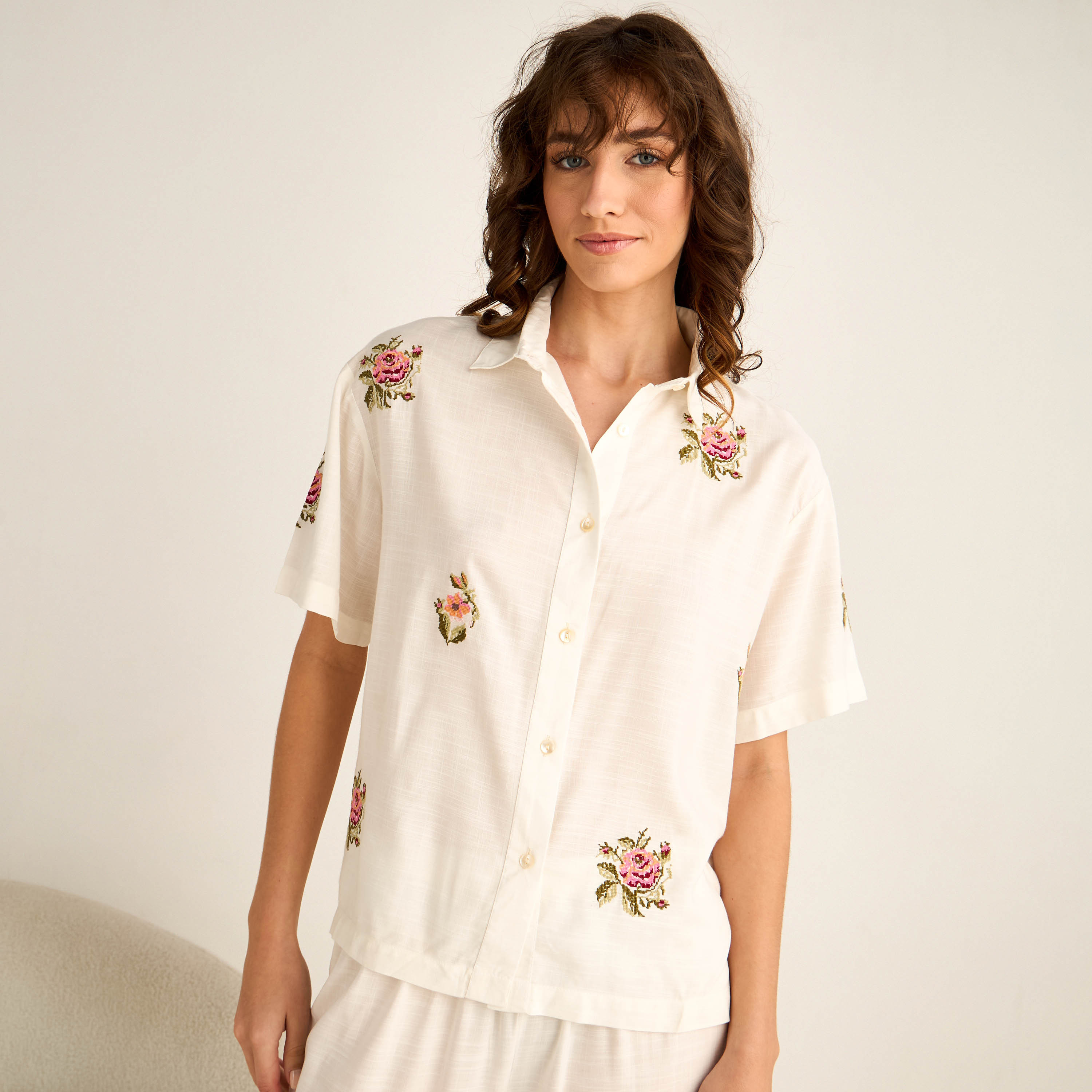 طقم بيجاما قميص وبنطلون-women-clothing-nightwear-pyjamas-longsets-image-2