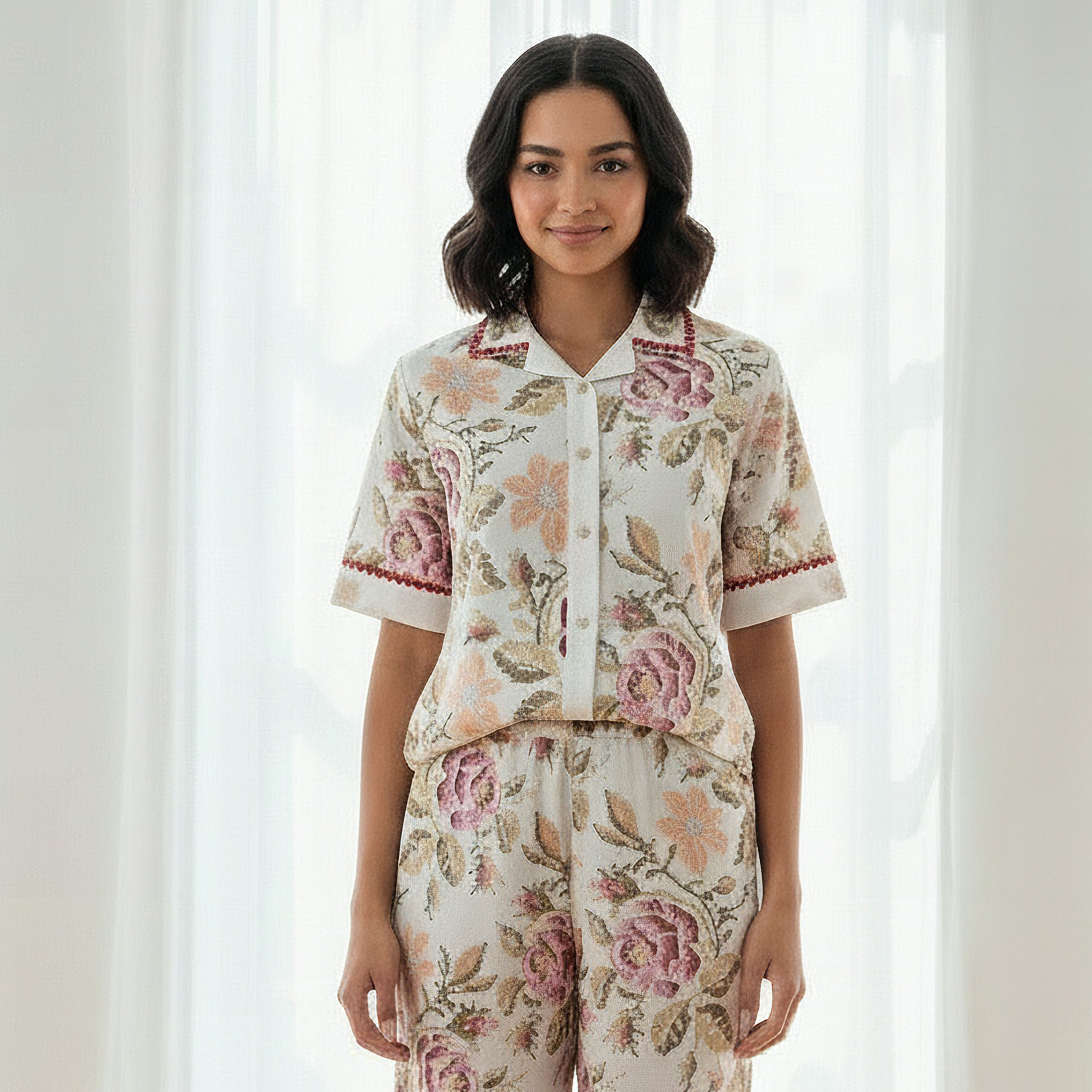Pyjama Set Shirt & Trousers Cotton-women-clothing-nightwear-pyjamas-longsets-image-2