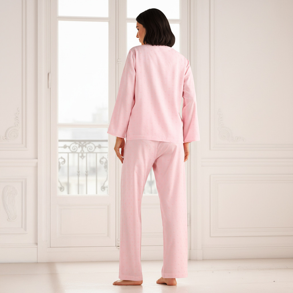 Pyjama Set Bow Accent Top & Trousers-women-clothing-nightwear-pyjamas-longsets-image-3