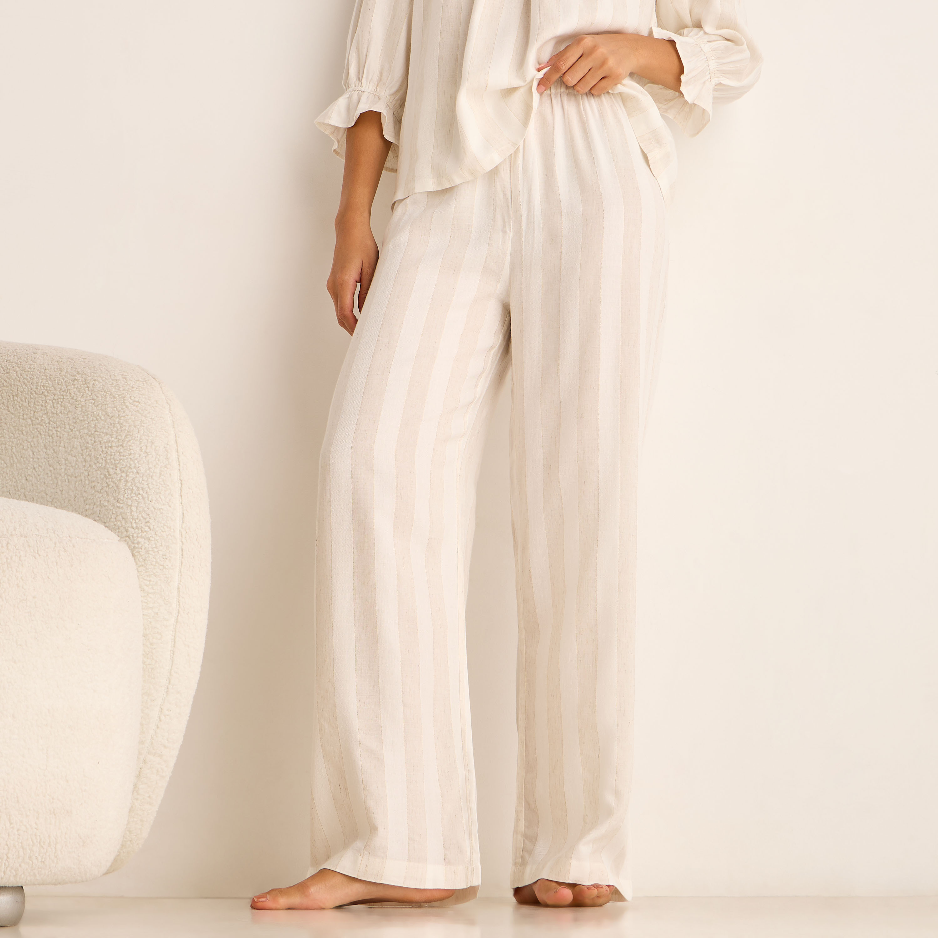 Pyjama Set Linen Blend Top & Trousers-women-clothing-nightwear-pyjamas-longsets-image-4