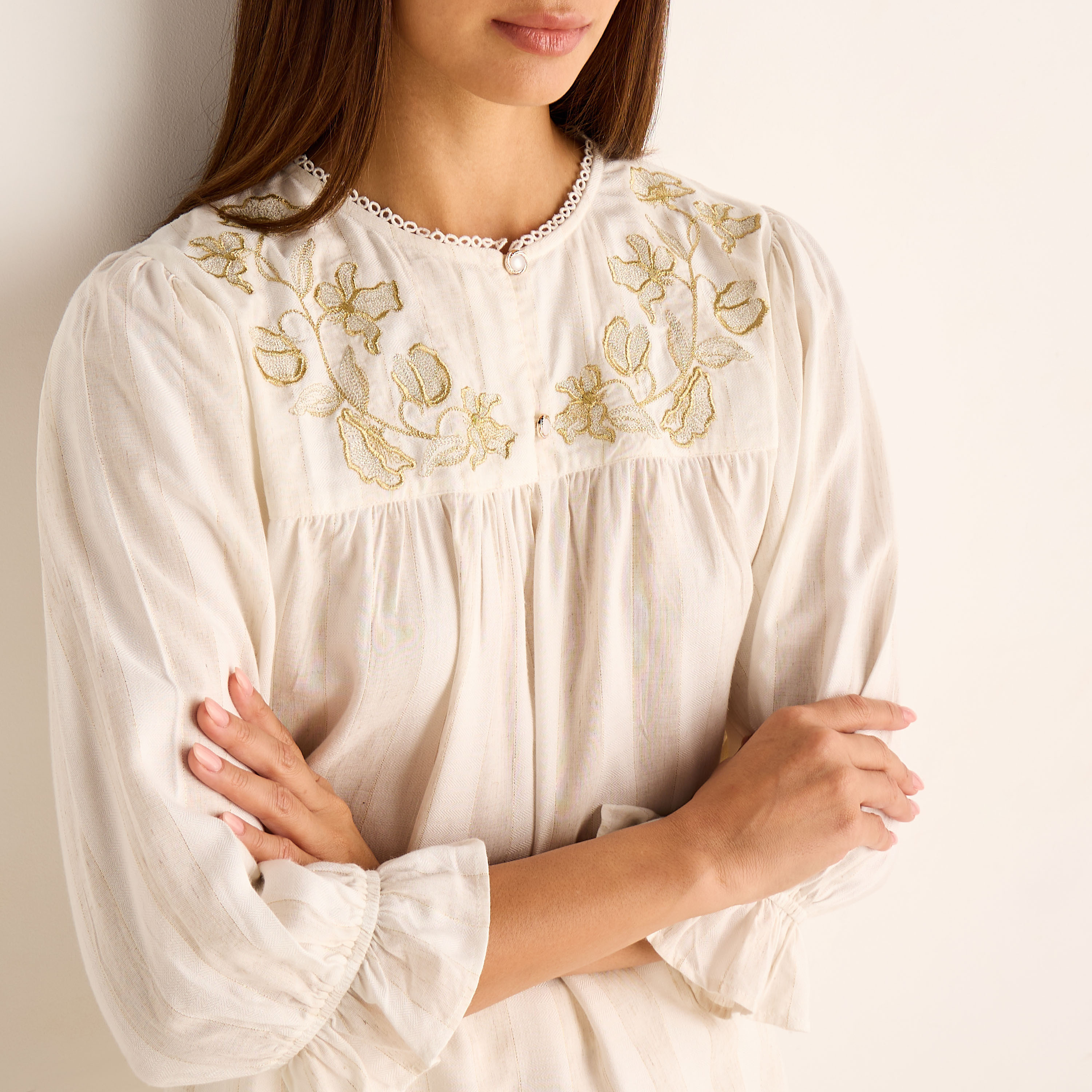 Pyjama Set Linen Blend Top & Trousers-women-clothing-nightwear-pyjamas-longsets-image-5