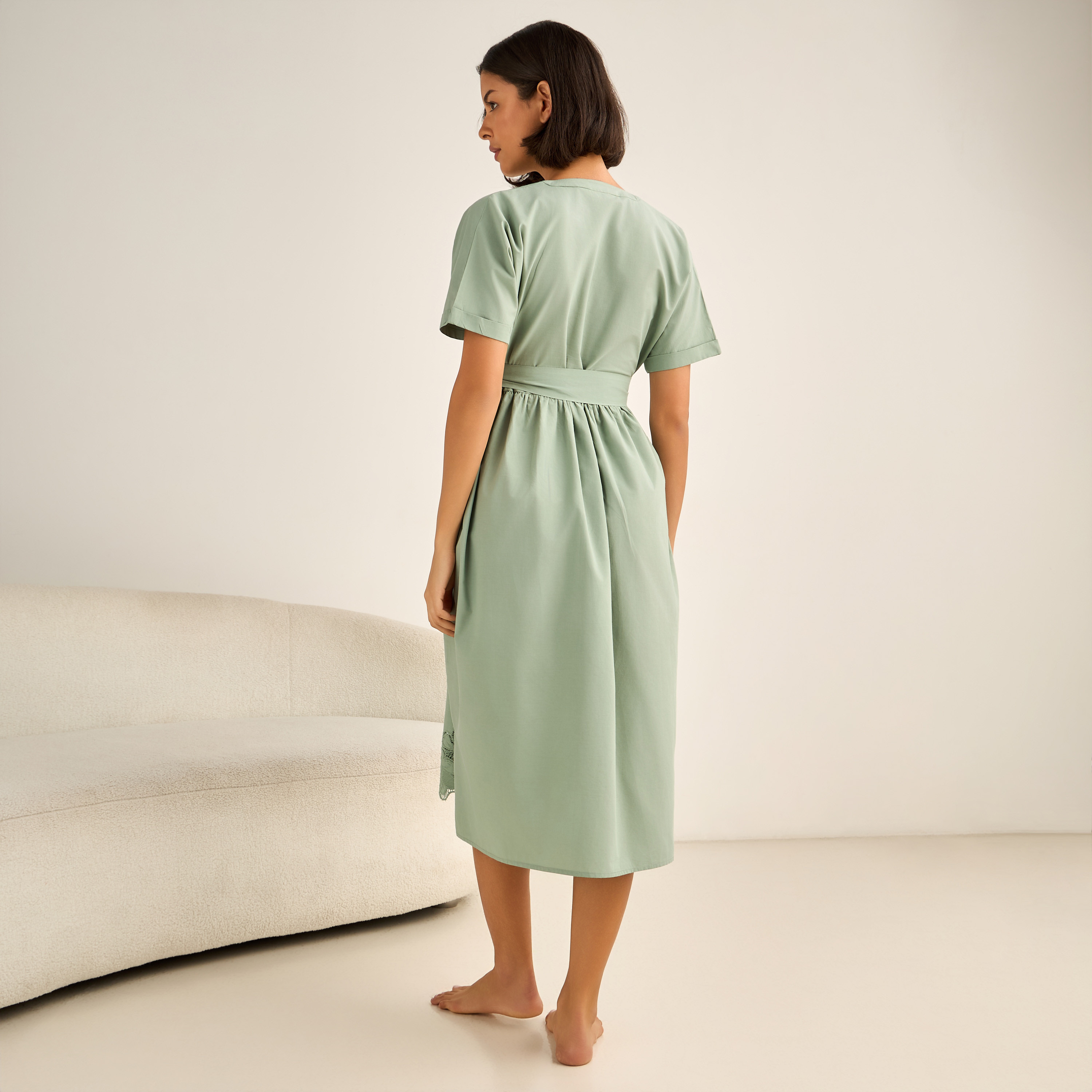 Short Sleeve Viscose Night Dress with a Tie-up Belt-women-clothing-nightwear-nighties-image-3