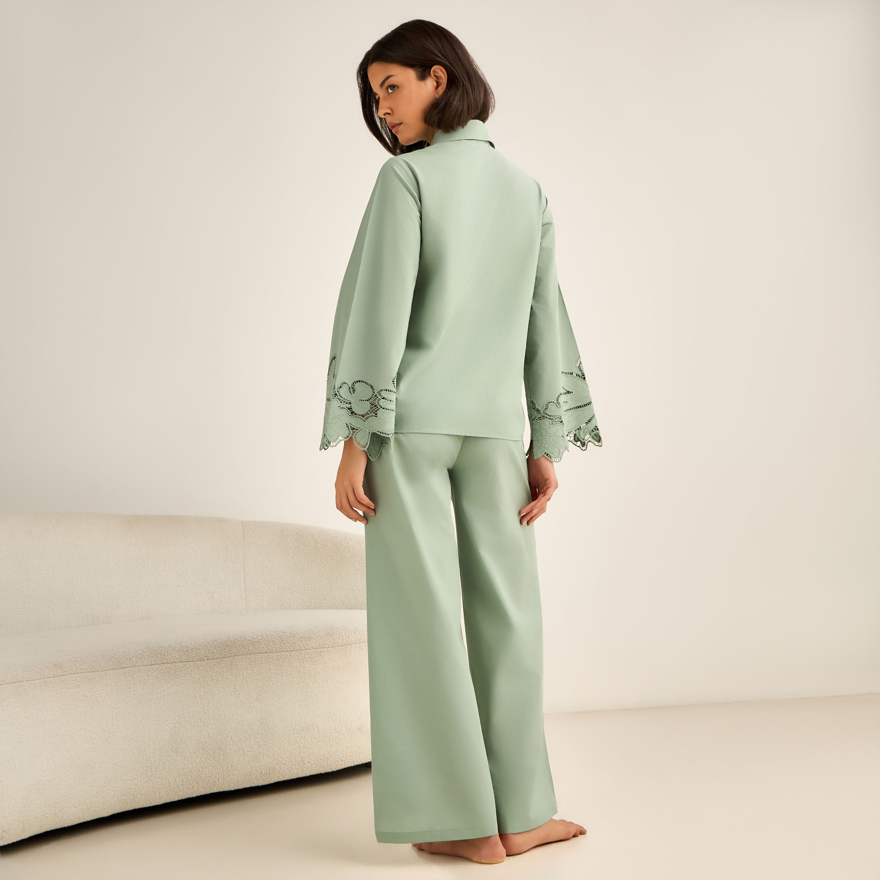 Pyjama Set Button-Down Shirt & Trousers-women-clothing-nightwear-pyjamas-longsets-image-3