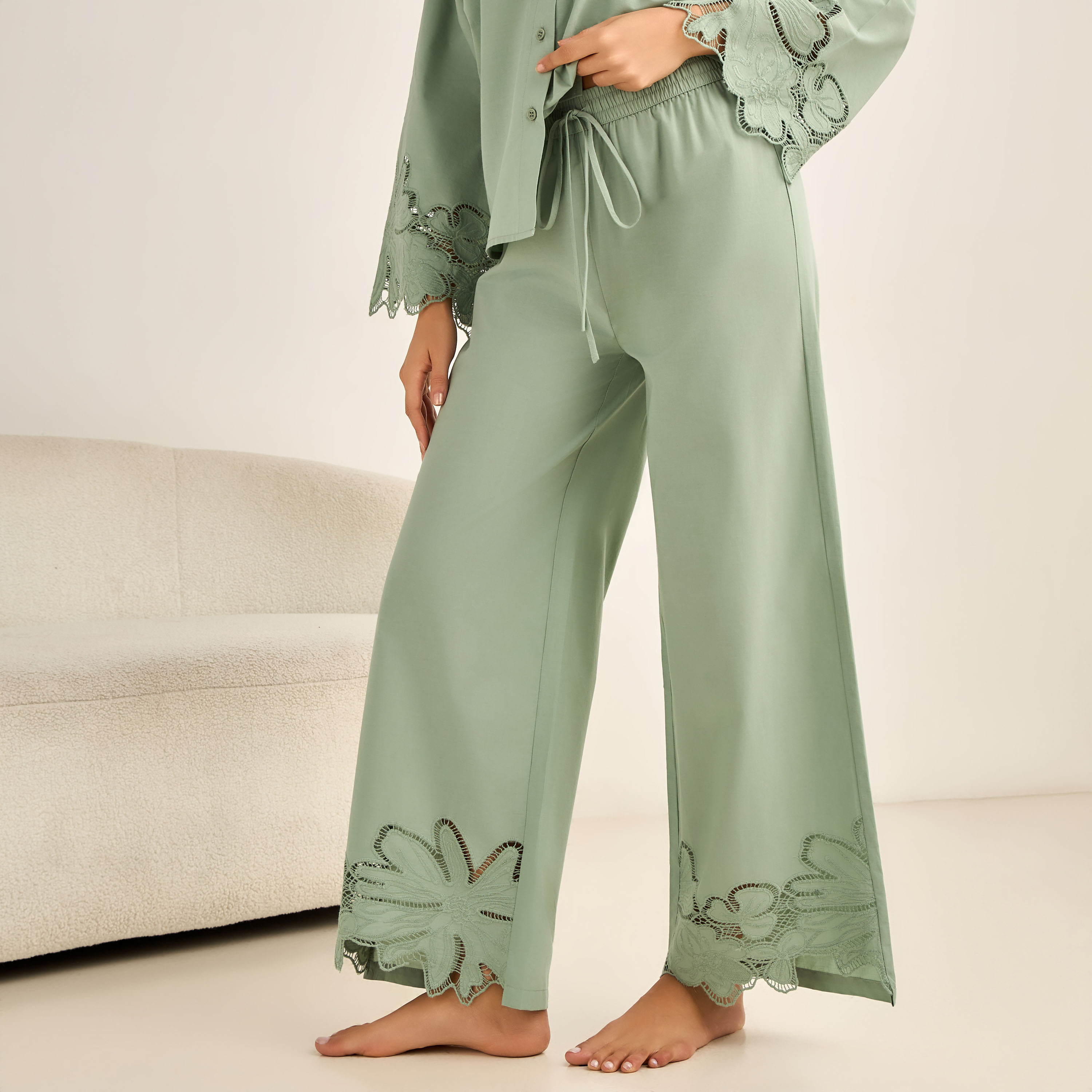 Pyjama Set Button-Down Shirt & Trousers-women-clothing-nightwear-pyjamas-longsets-image-5