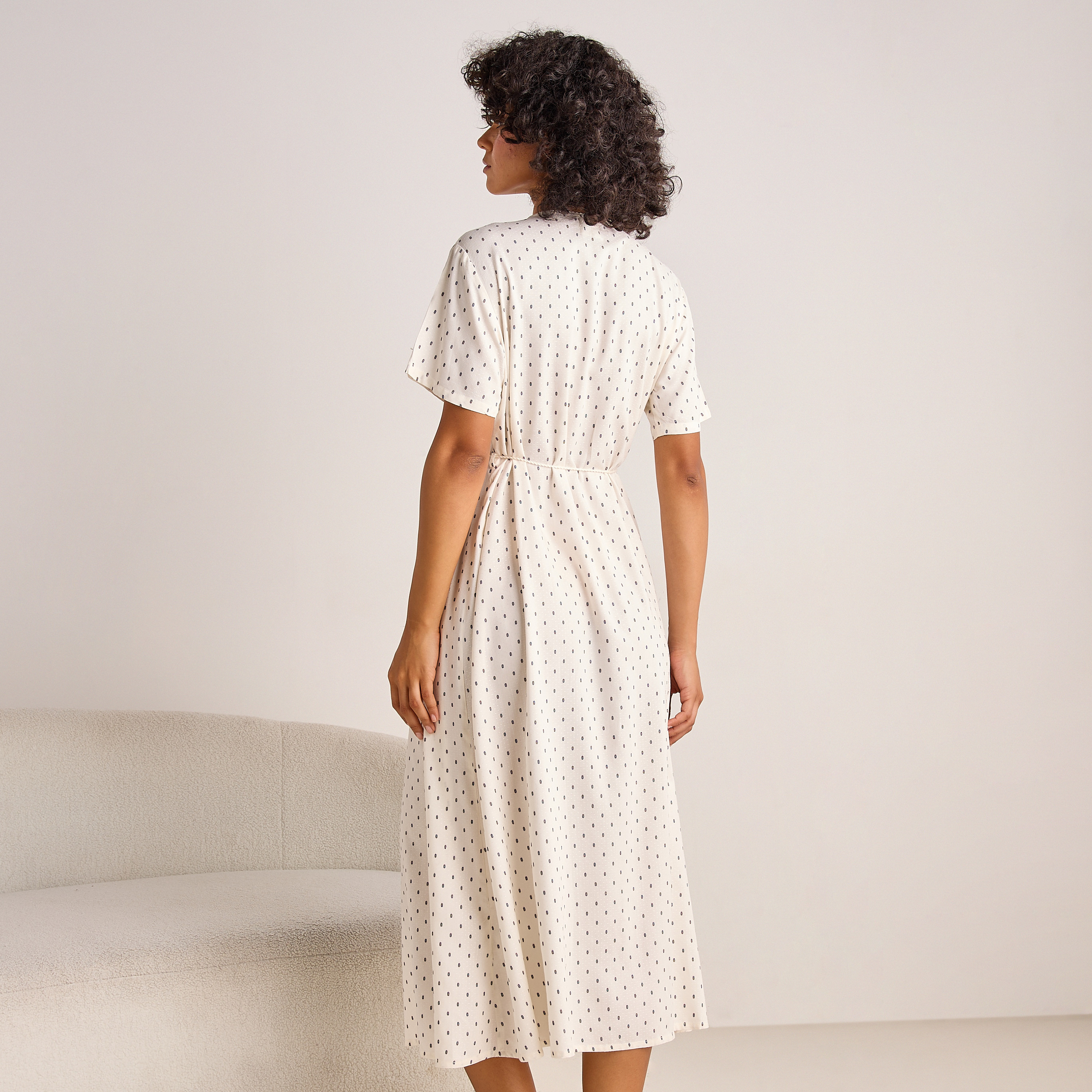 Night Gown Short Sleeves with Tie-Up Belt-women-clothing-nightwear-nighties-image-3