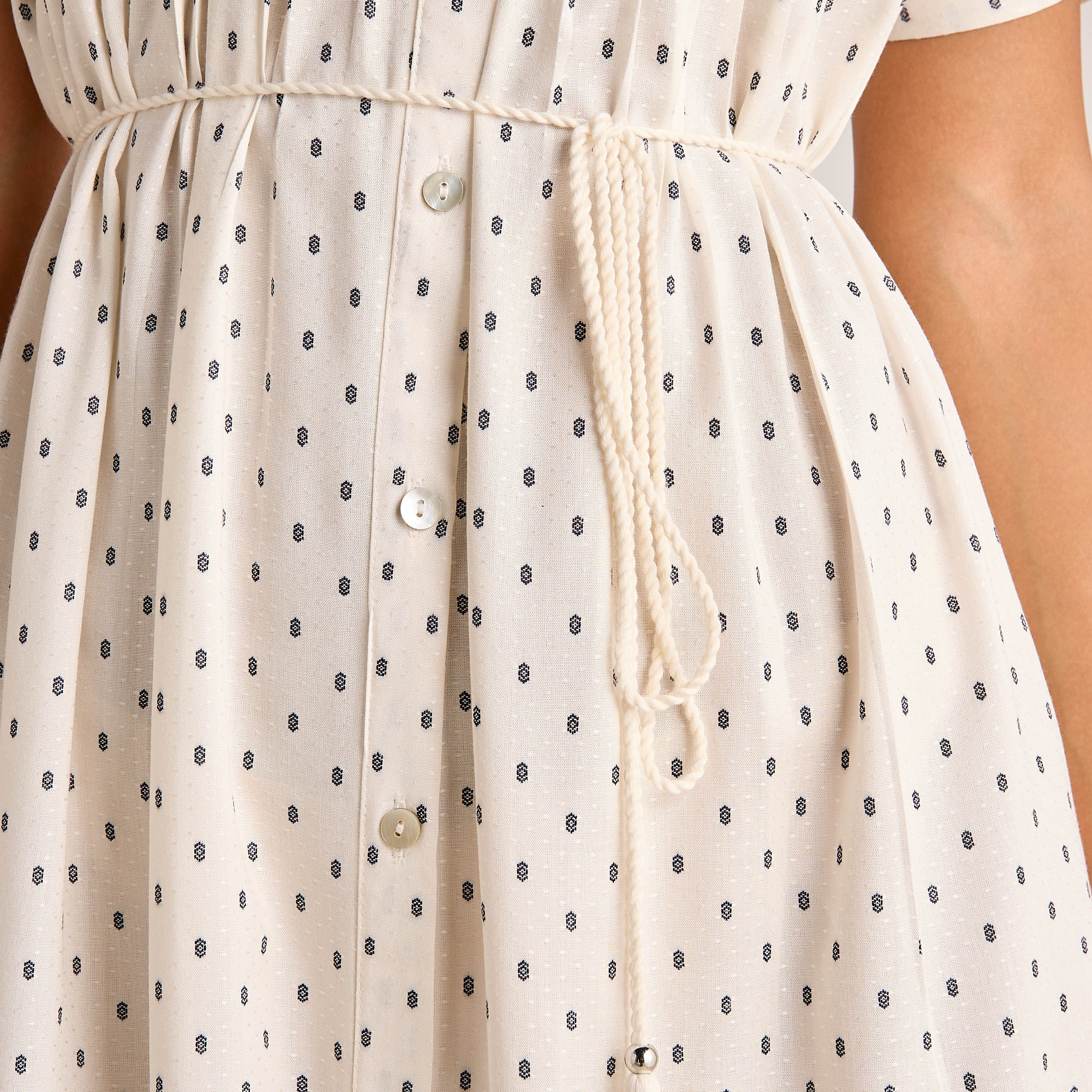 Night Gown Short Sleeves with Tie-Up Belt-women-clothing-nightwear-nighties-image-5