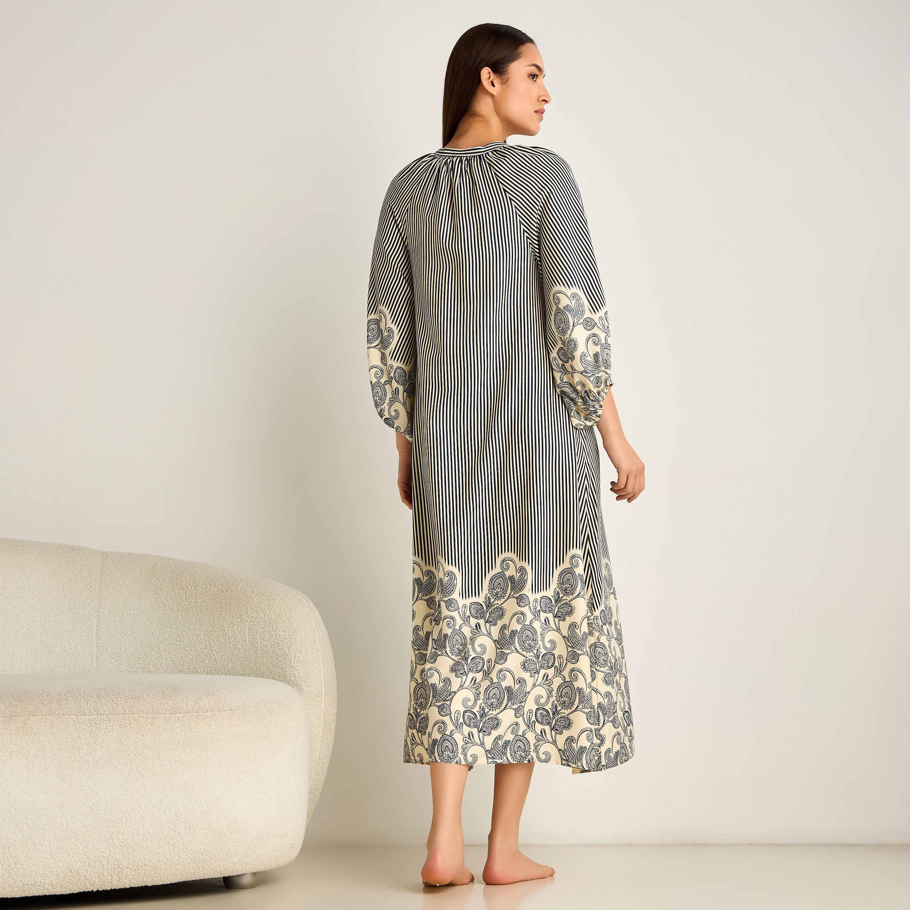 Night Dress Long Sleeve Tassel Tie-Ups Viscose-women-clothing-nightwear-nighties-image-3
