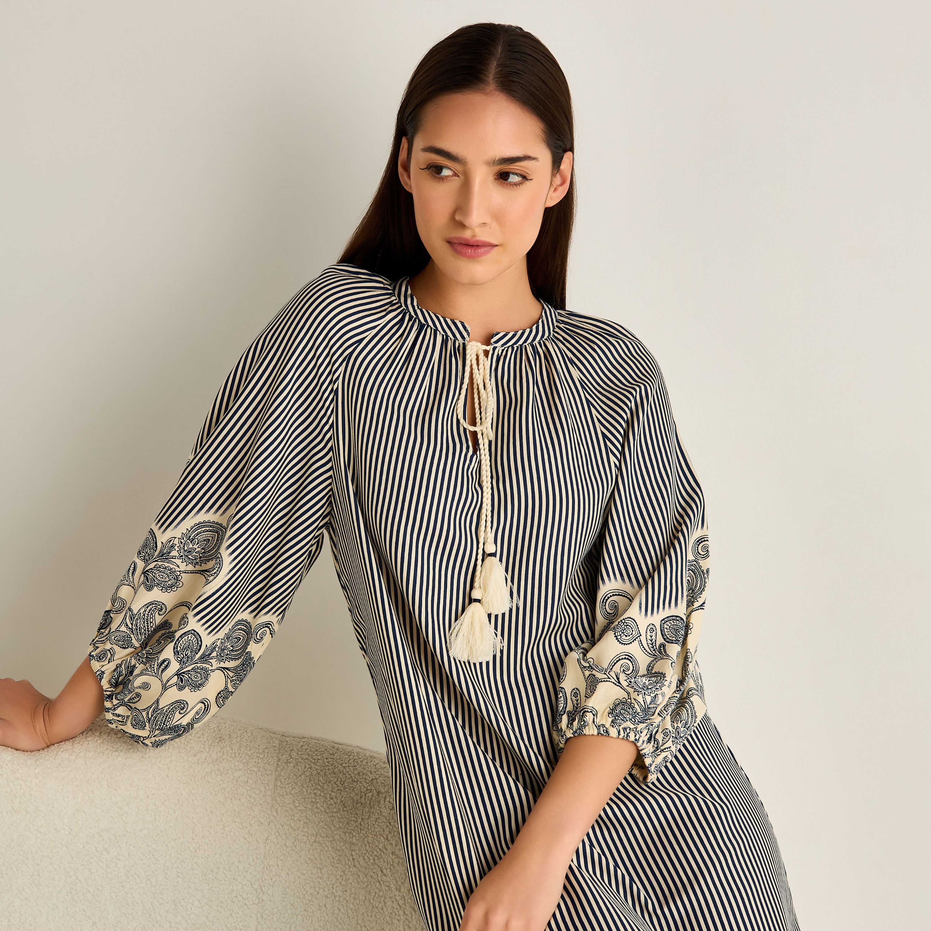 Night Dress Long Sleeve Tassel Tie-Ups Viscose-women-clothing-nightwear-nighties-image-5