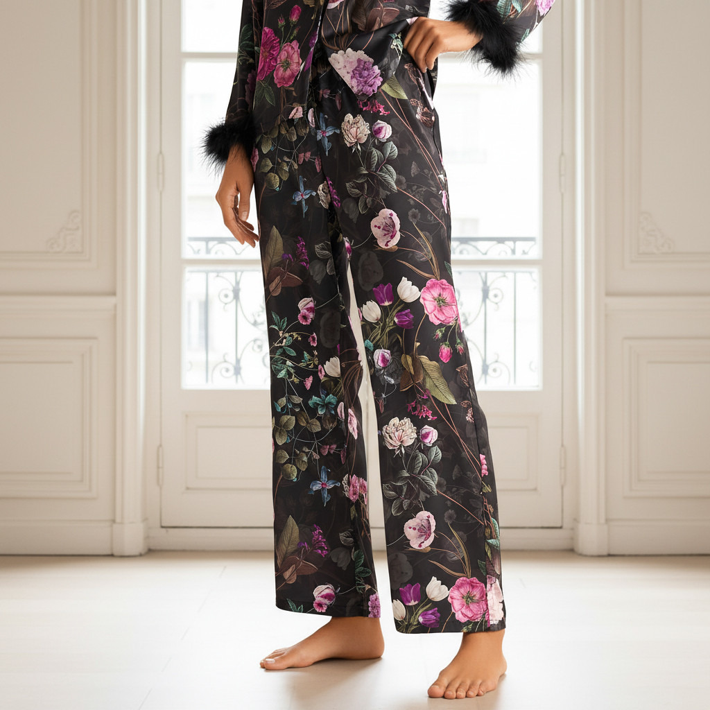 طقم بيجاما ساتان قميص وبنطلون-women-clothing-nightwear-pyjamas-longsets-image-4