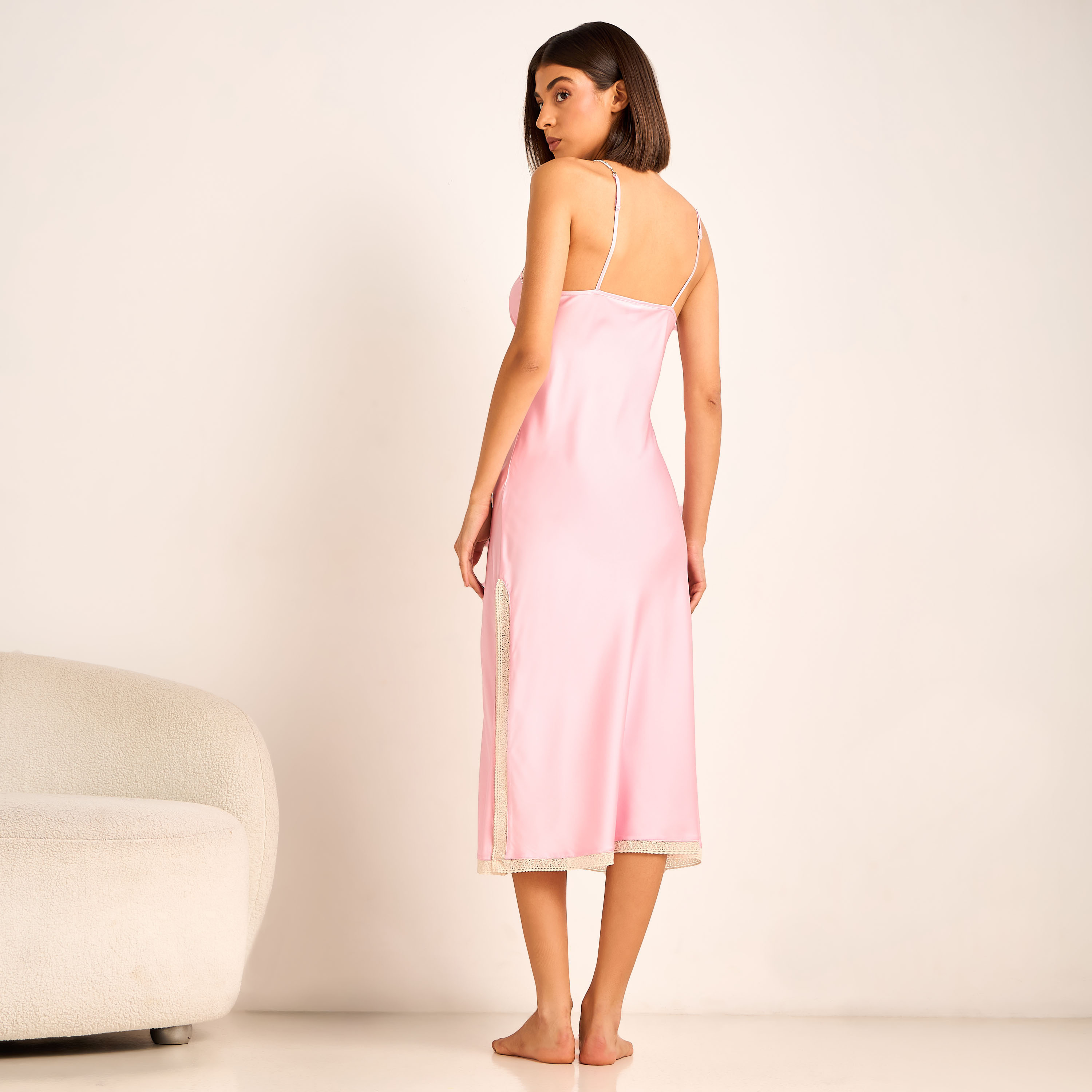 Night Dress Sleeveless with Lace and Embellished Straps-women-clothing-nightwear-nighties-image-3