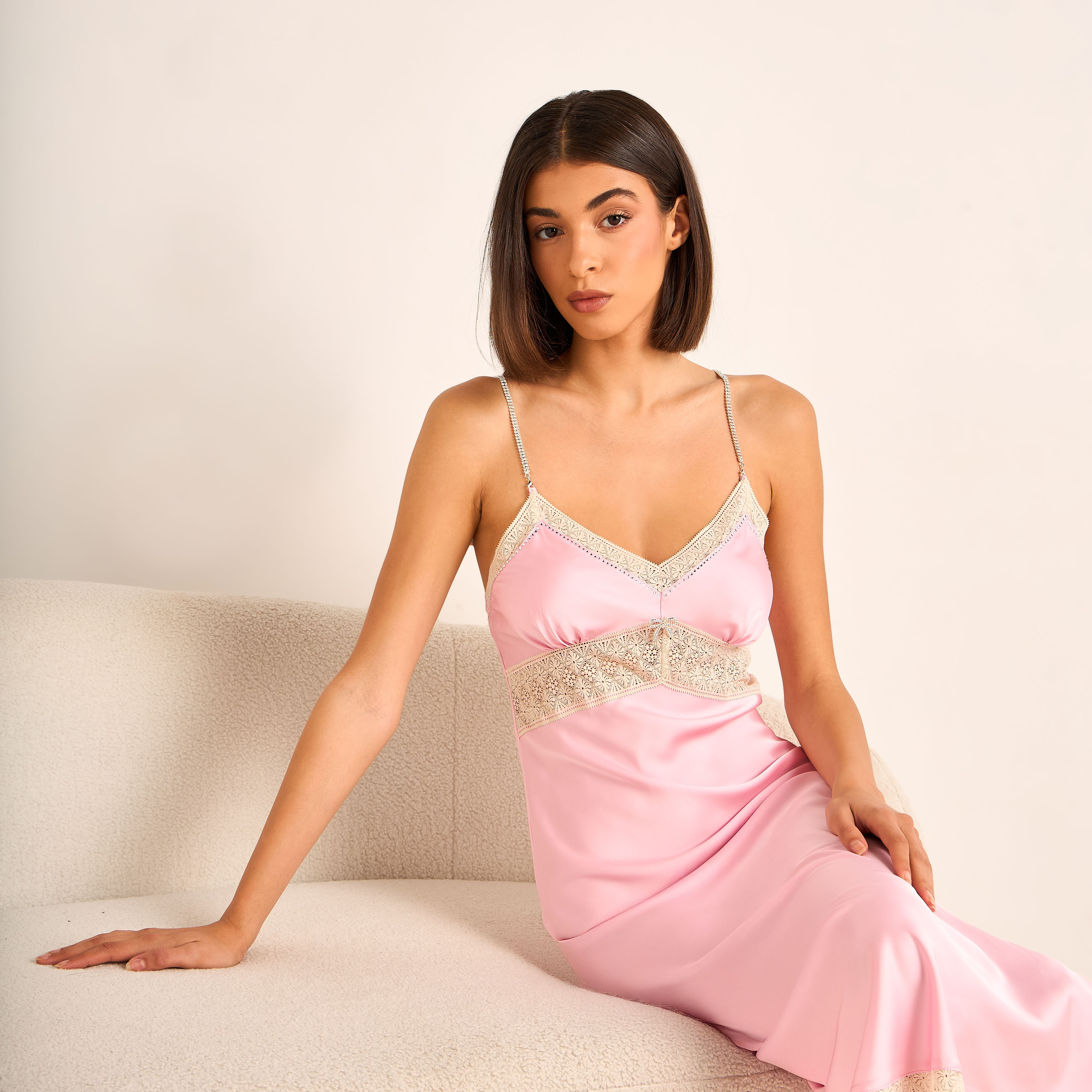 Night Dress Sleeveless with Lace and Embellished Straps-women-clothing-nightwear-nighties-image-6