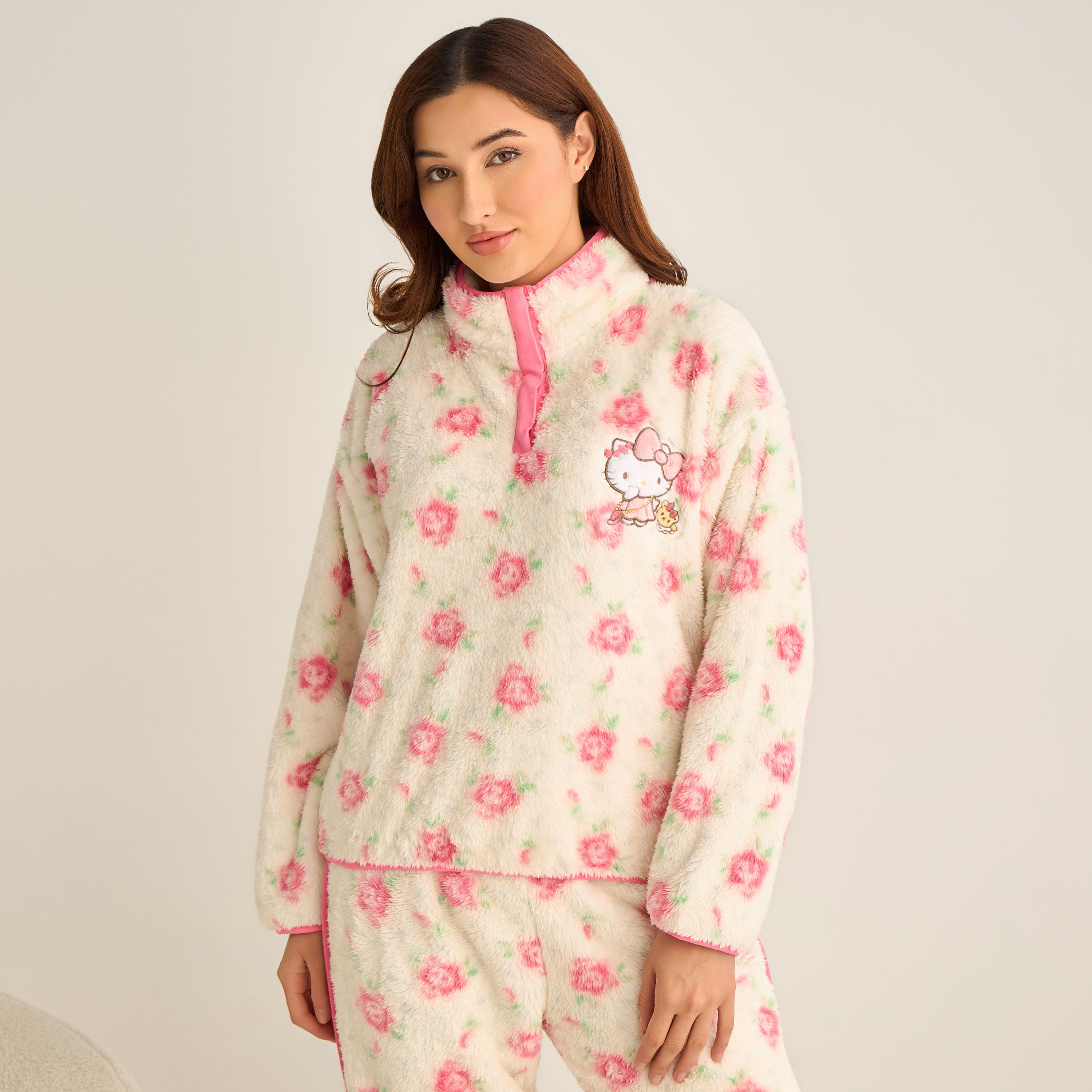 Pyjama Set Button Placket Top & Trousers-women-clothing-nightwear-pyjamas-longsets-image-2