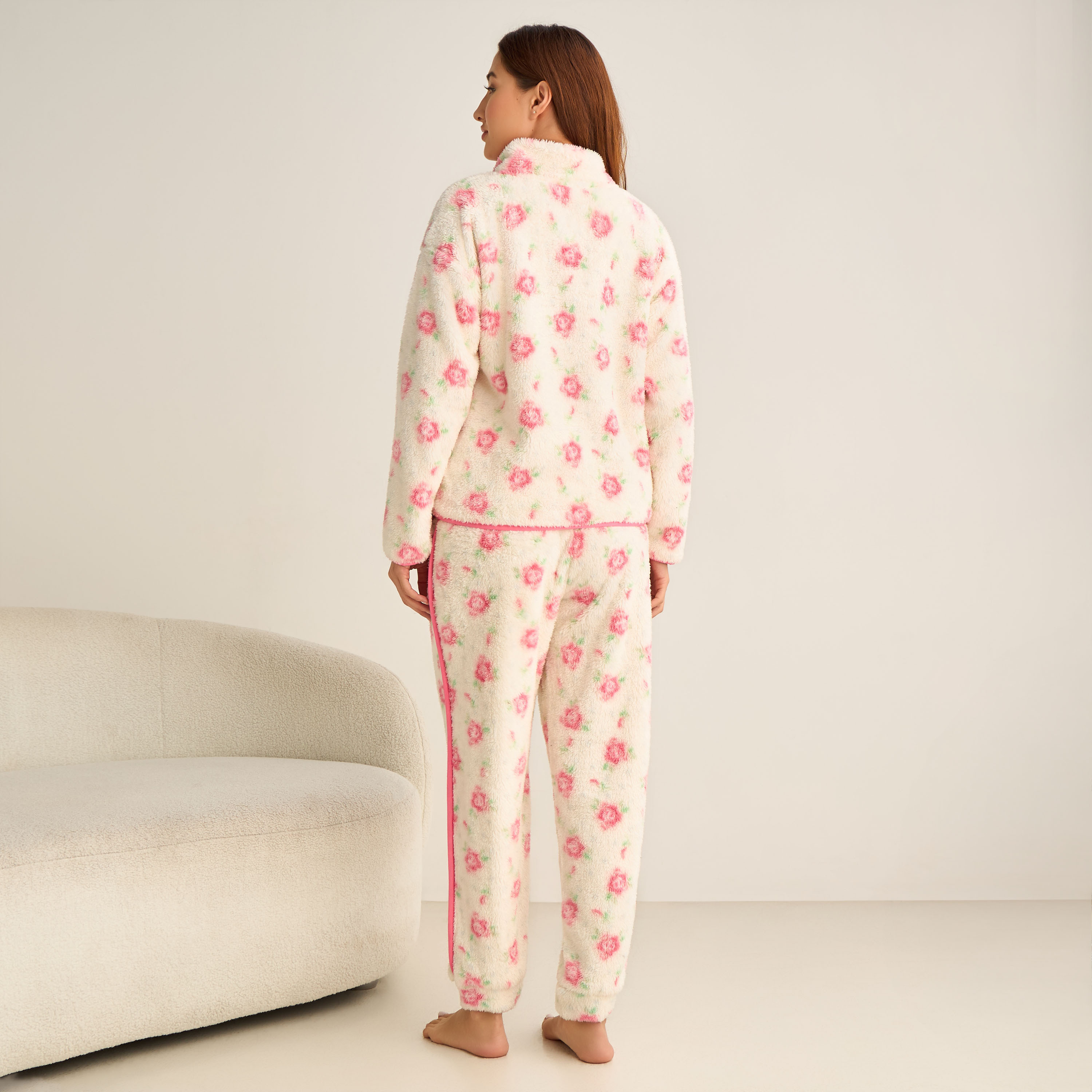 Pyjama Set Button Placket Top & Trousers-women-clothing-nightwear-pyjamas-longsets-image-3