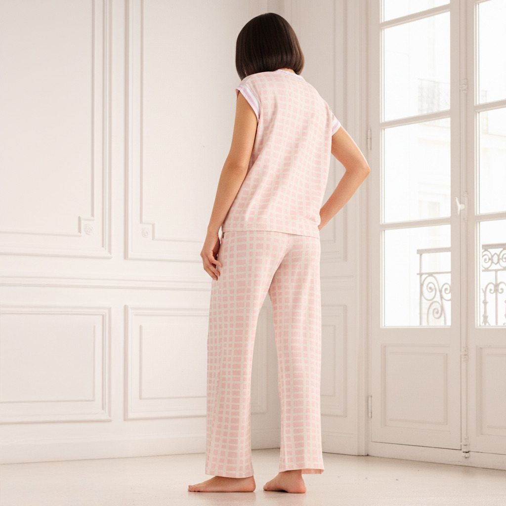 Hello Kitty Pyjama Set V-neck T-shirt & Trousers-women-clothing-nightwear-pyjamas-longsets-image-3