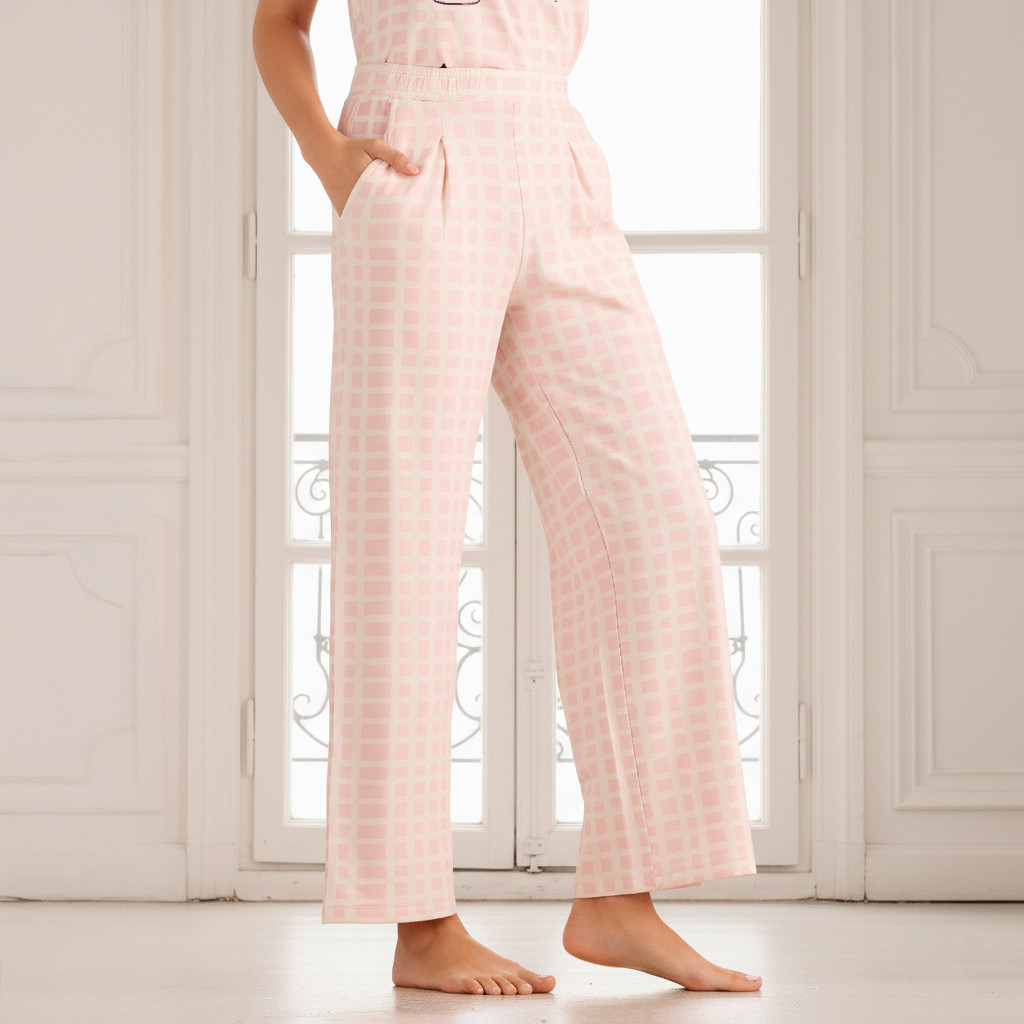 Hello Kitty Pyjama Set V-neck T-shirt & Trousers-women-clothing-nightwear-pyjamas-longsets-image-4