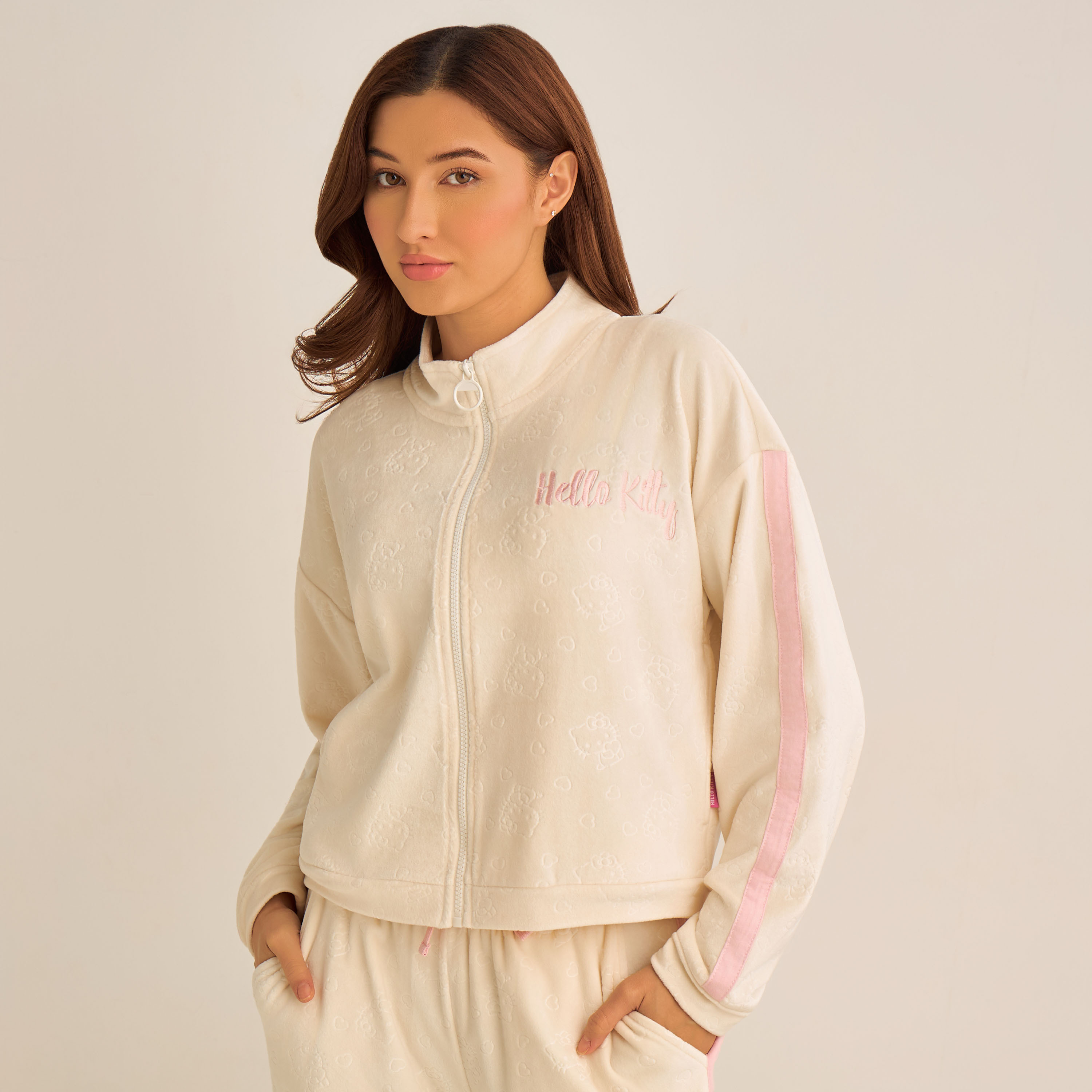 Polyester Fleece Pyjama Set Jacket & Trousers-women-clothing-nightwear-pyjamas-longsets-image-2