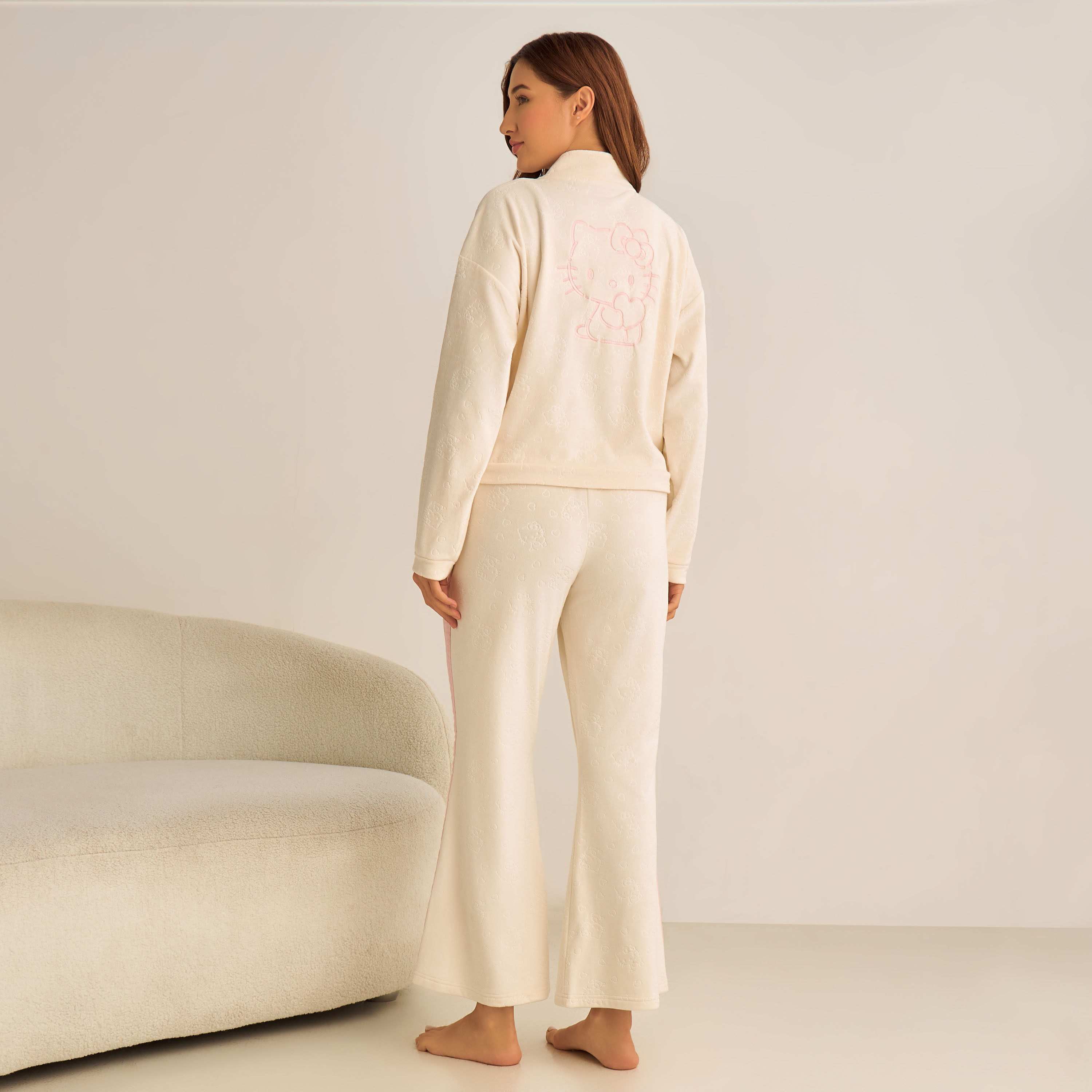 Polyester Fleece Pyjama Set Jacket & Trousers-women-clothing-nightwear-pyjamas-longsets-image-3