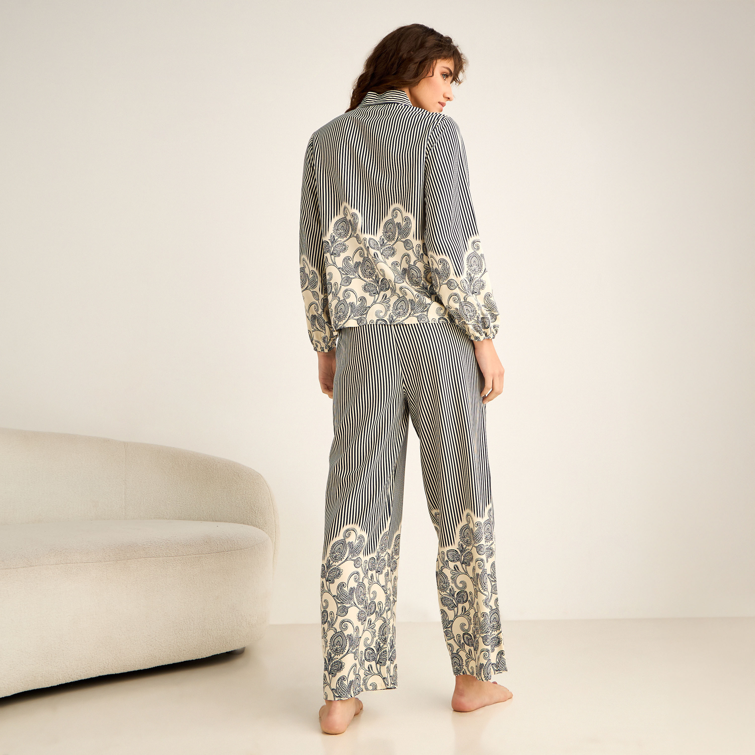 Pyjama Set Button-Down Shirt & Trousers Viscose-women-clothing-nightwear-pyjamas-longsets-image-3