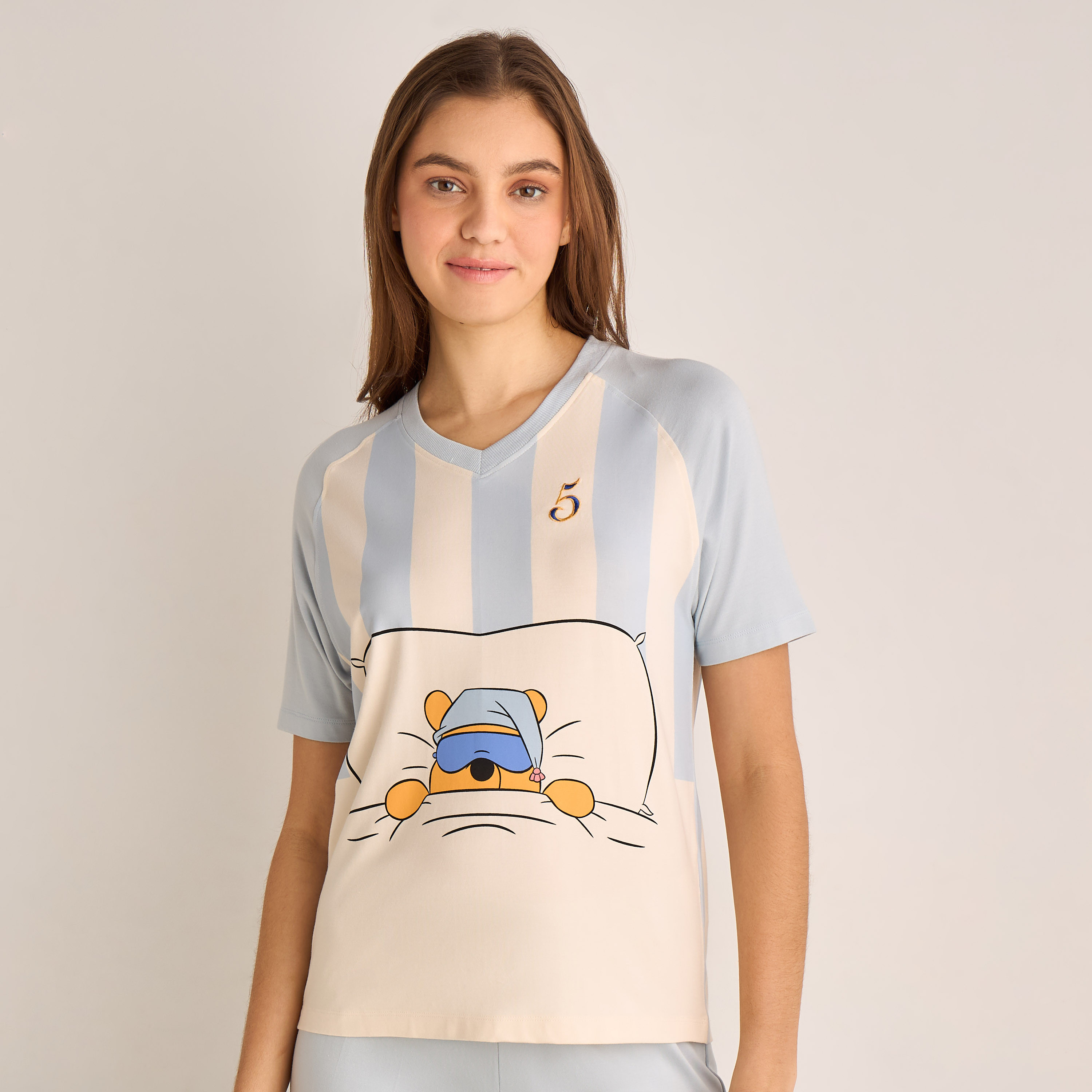Pyjama Set V-neck T-shirt & Trousers-women-clothing-nightwear-pyjamas-longsets-image-2