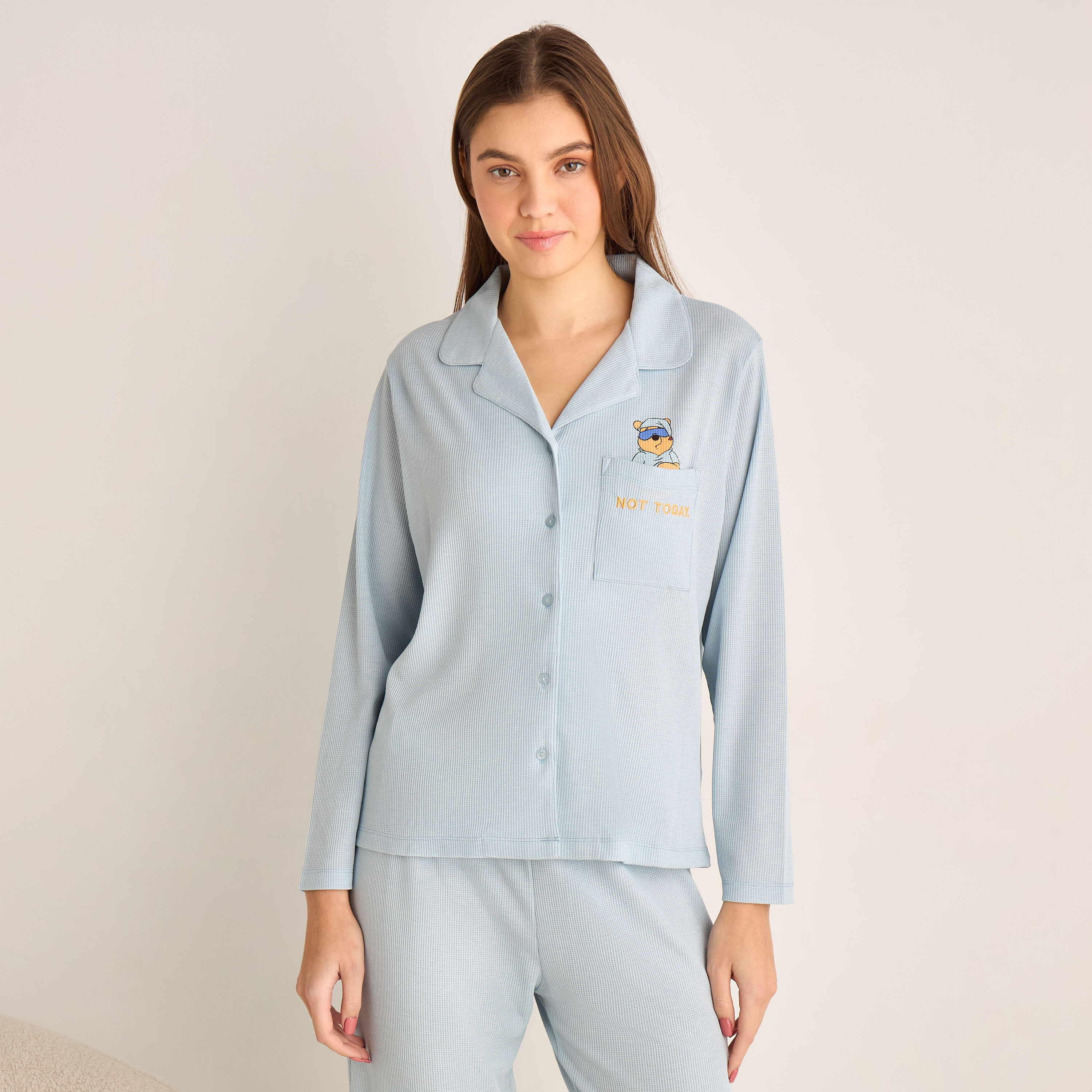 Winnie the Pooh Pyjama Set Button-Down Shirt & Trousers-women-clothing-nightwear-pyjamas-longsets-image-2