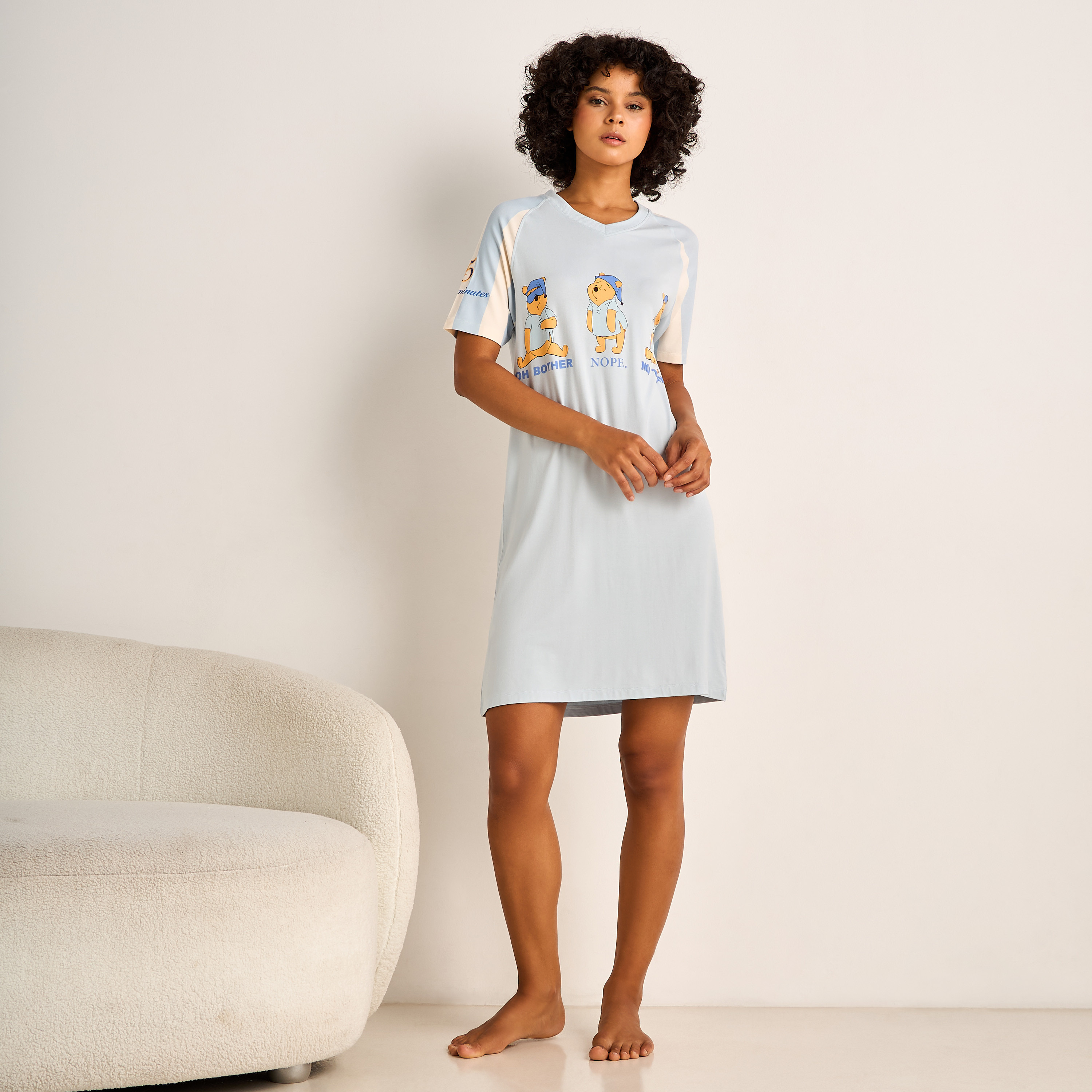 Sleepshirt Short Sleeves Winnie the Pooh Print-women-clothing-nightwear-nighties-image-2
