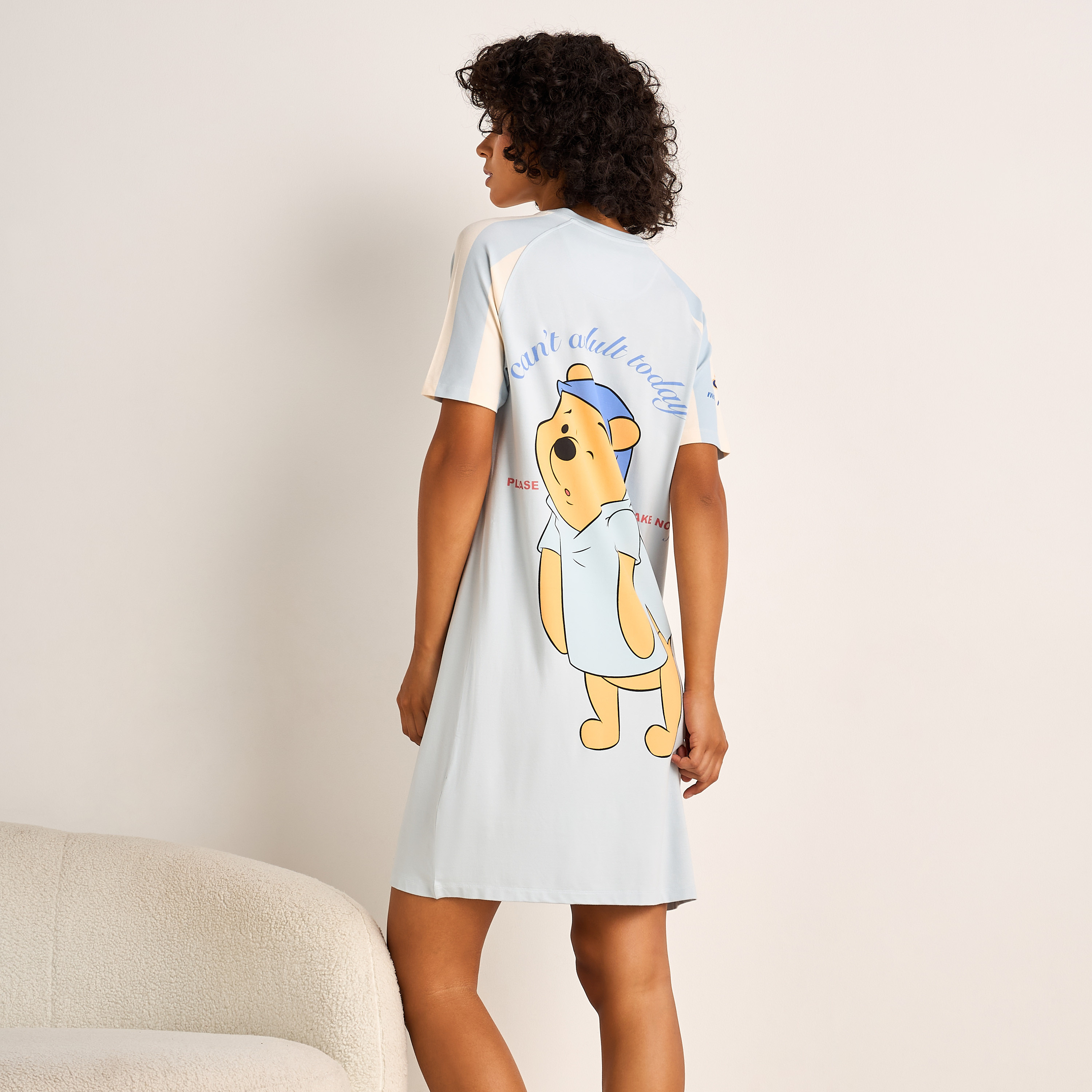 Sleepshirt Short Sleeves Winnie the Pooh Print-women-clothing-nightwear-nighties-image-3