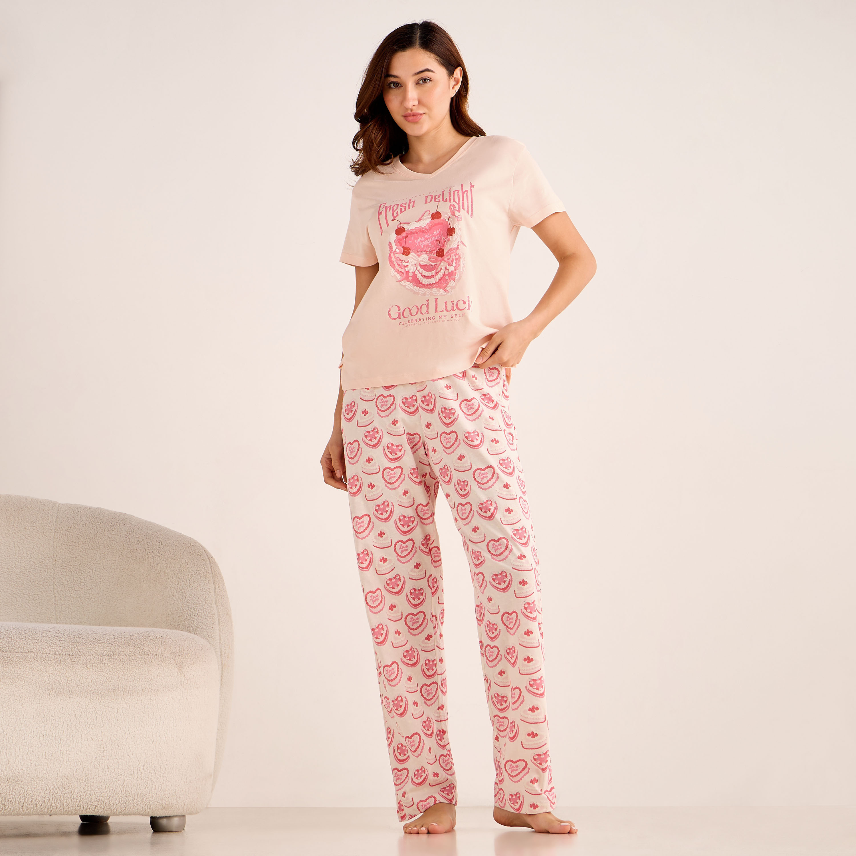 Pyjama Set T-shirt & Trousers Cotton-women-clothing-nightwear-pyjamas-longsets-image-1