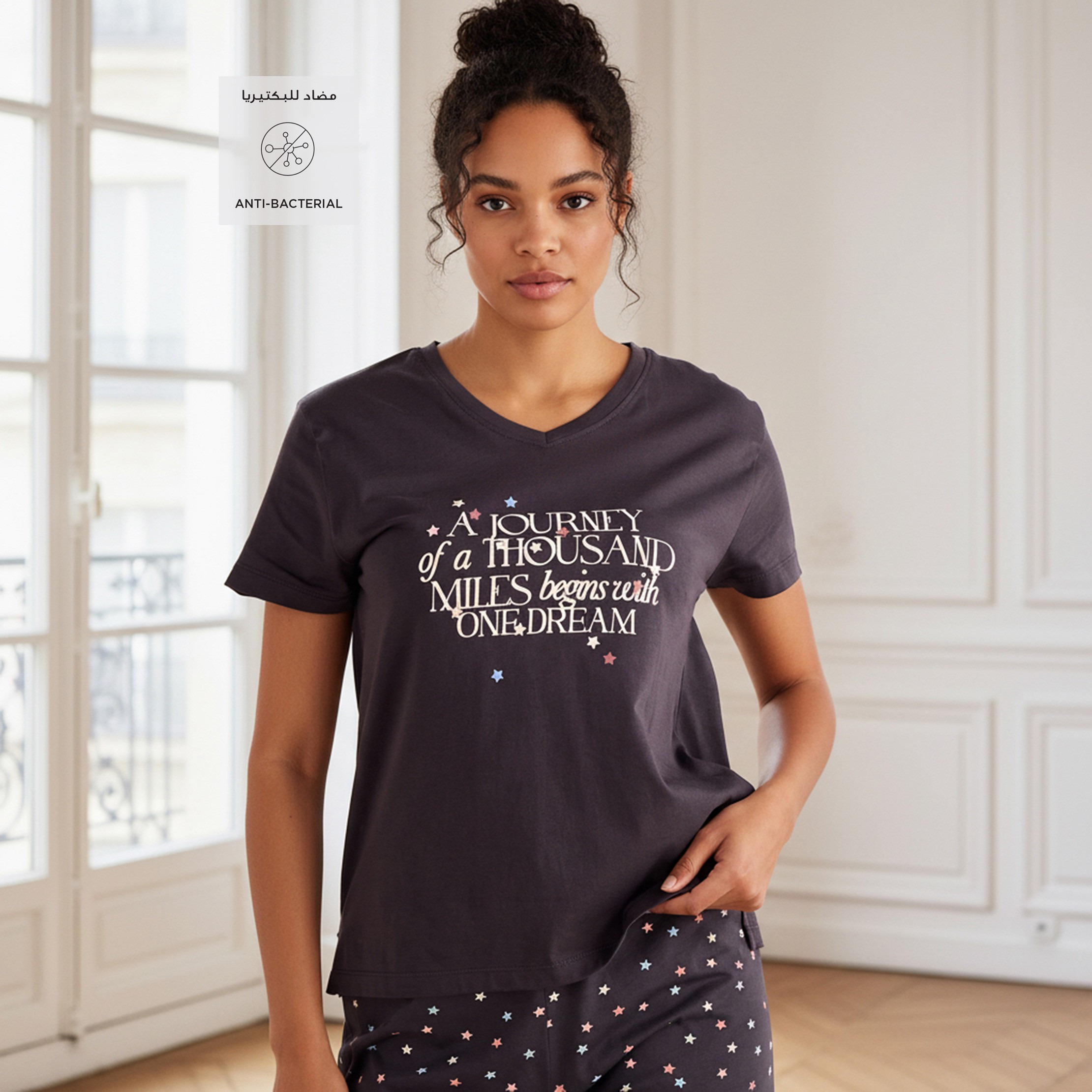 Pyjama Set T-shirt & Trousers Cotton-women-clothing-nightwear-pyjamas-longsets-image-2
