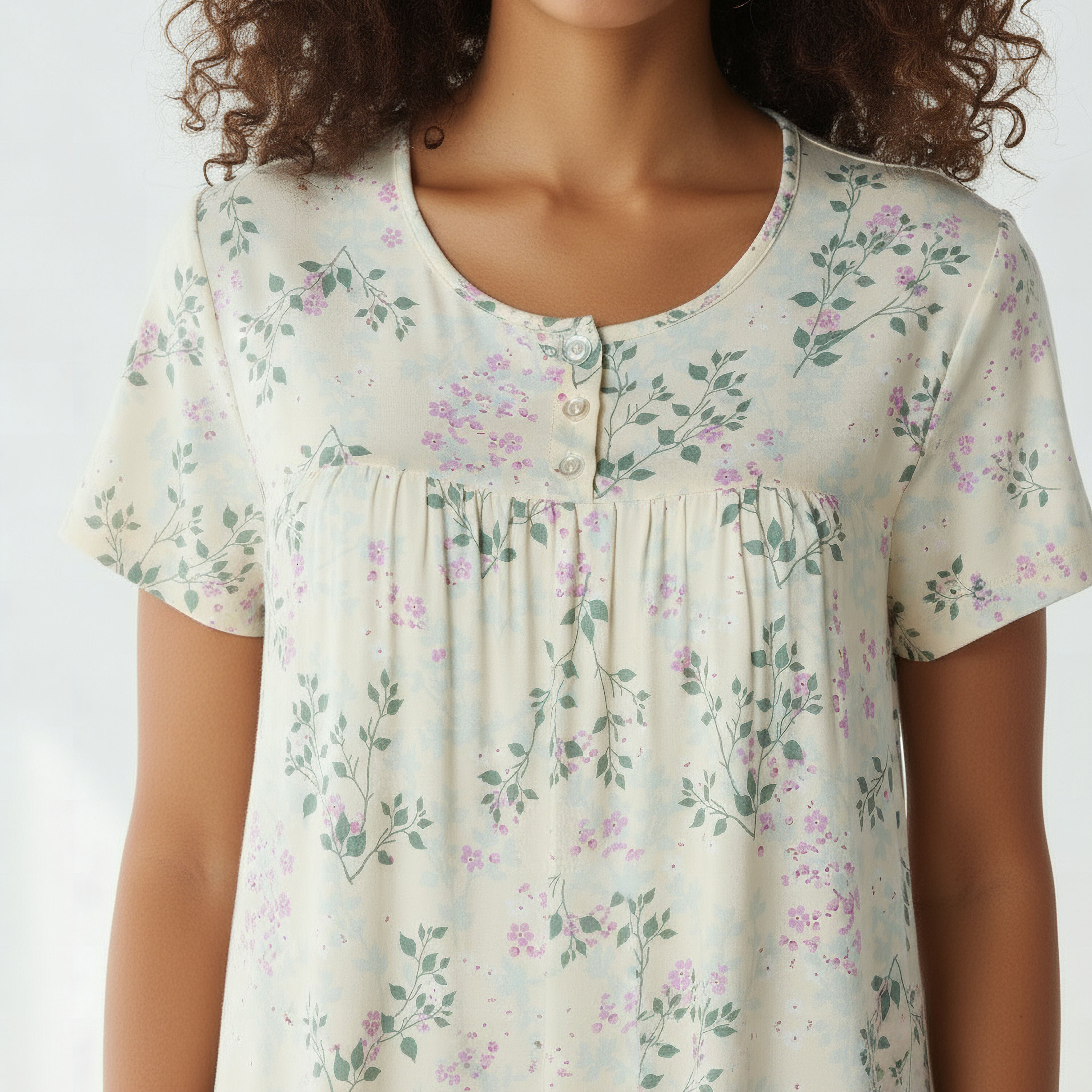 Night Dress Short Sleeve Floral Print Viscose-women-clothing-nightwear-nighties-image-4