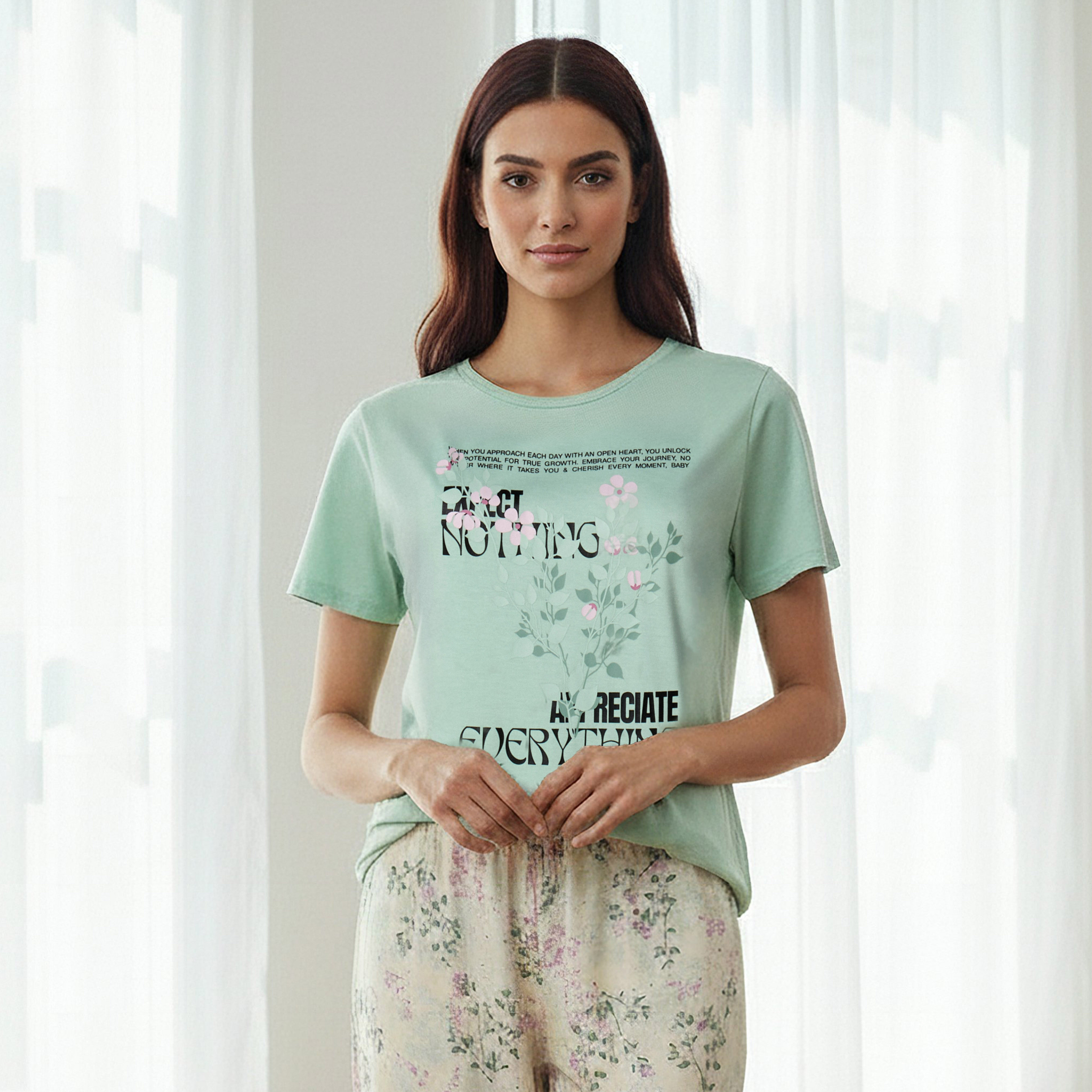 Pyjama Set Printed T-shirt & Trousers Viscose-women-clothing-nightwear-pyjamas-longsets-image-2