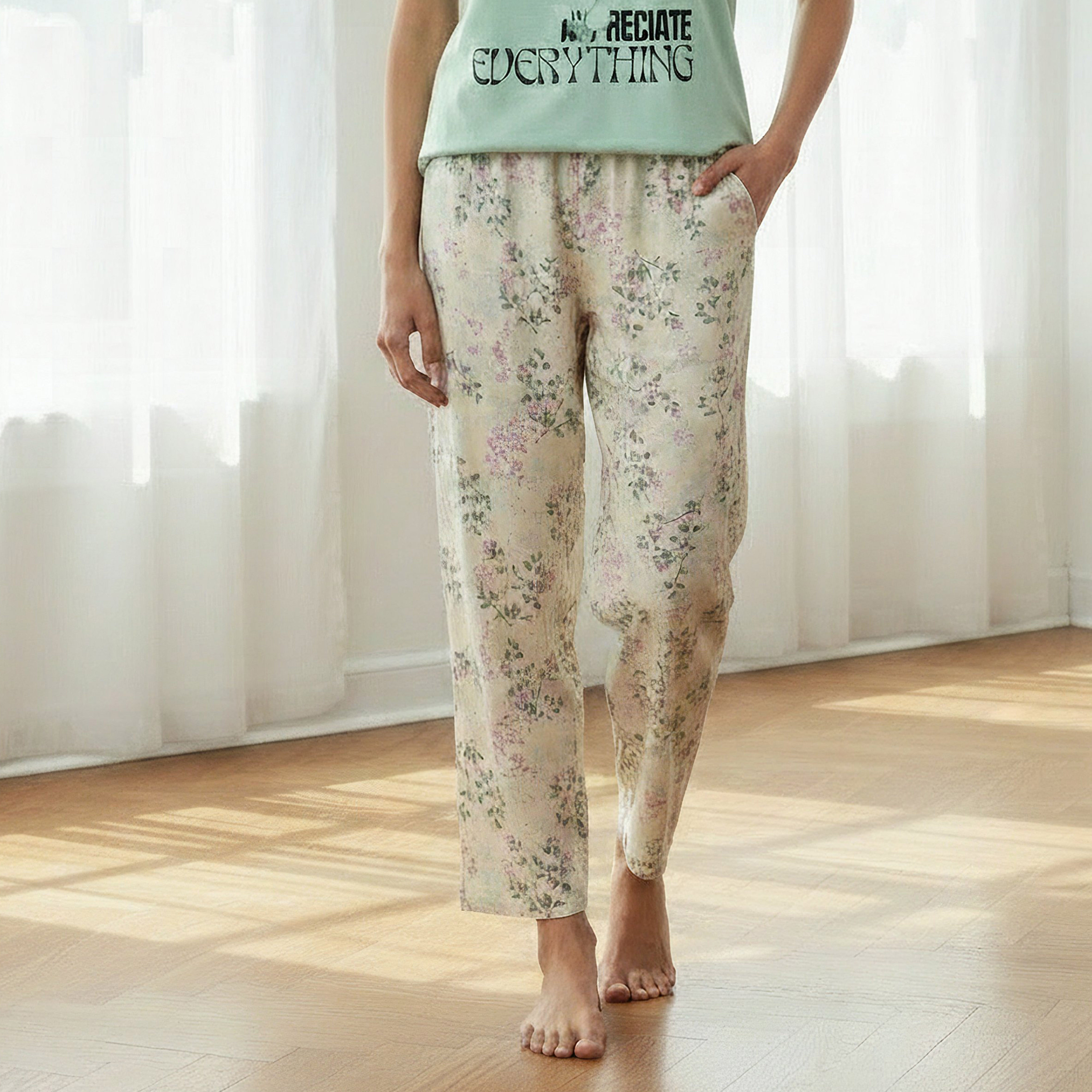 Pyjama Set Printed T-shirt & Trousers Viscose-women-clothing-nightwear-pyjamas-longsets-image-4