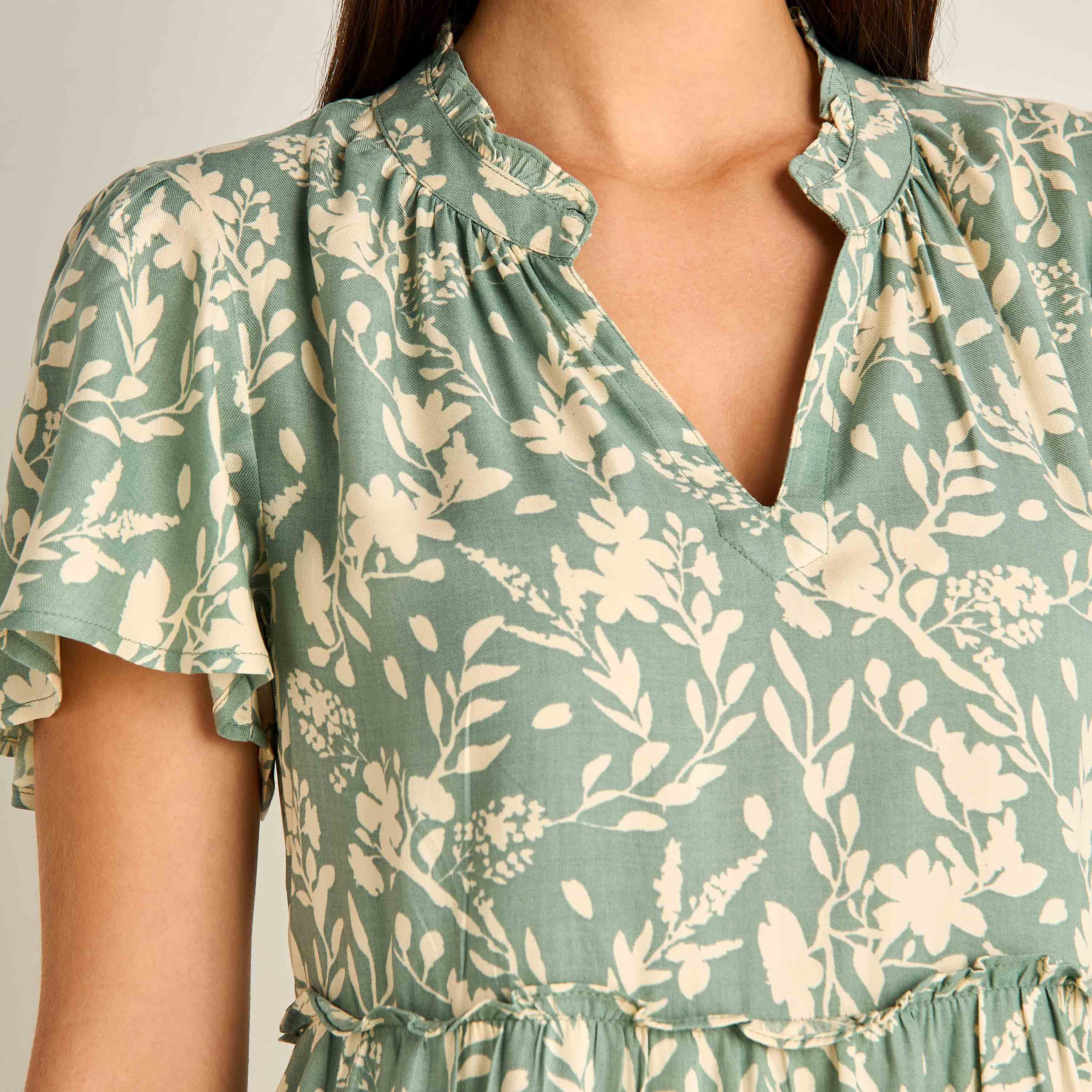 Set of 2 Night Dress Flutter Sleeves Tiered Viscose-women-clothing-nightwear-nighties-image-4