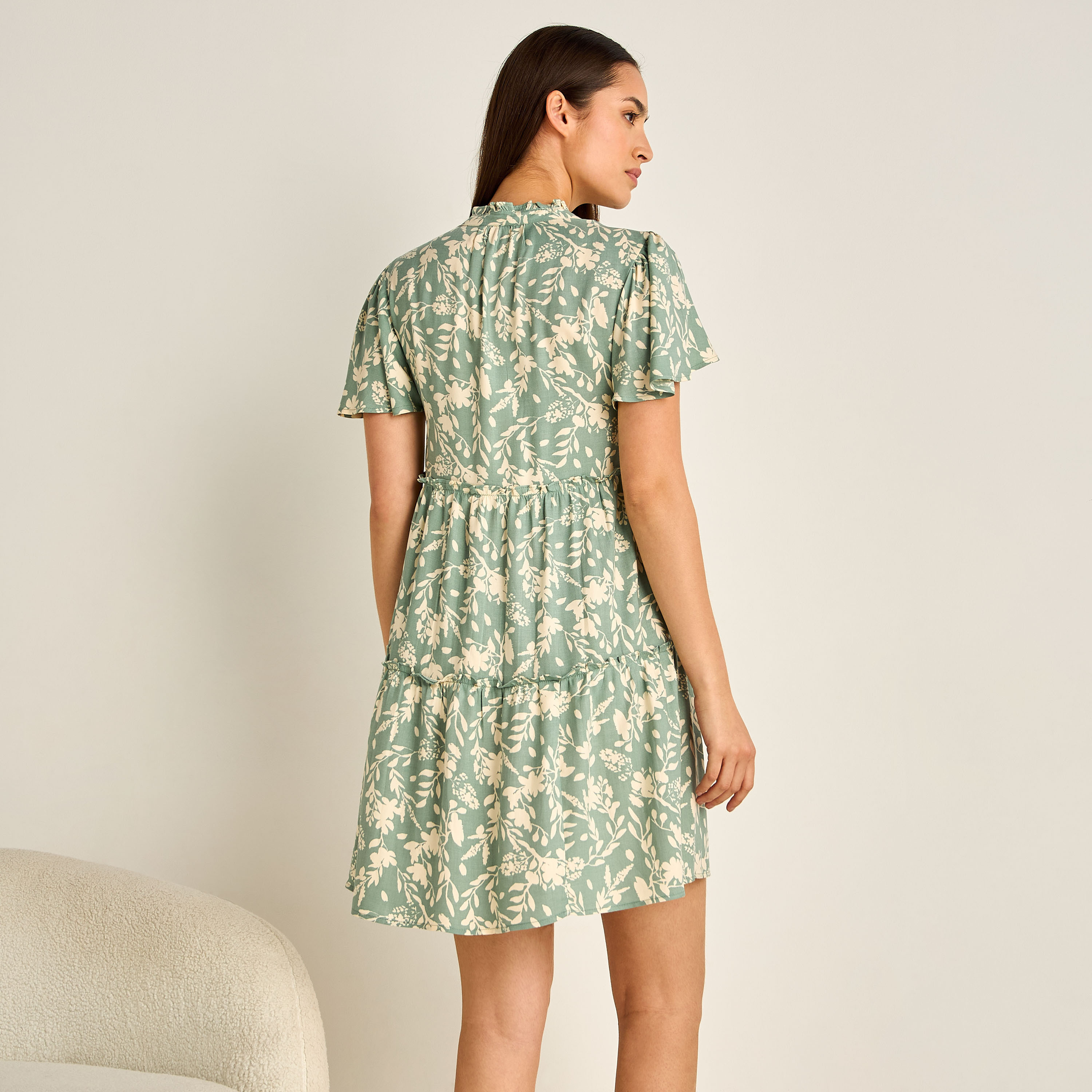 Set of 2 Night Dress Flutter Sleeves Tiered Viscose-women-clothing-nightwear-nighties-image-5