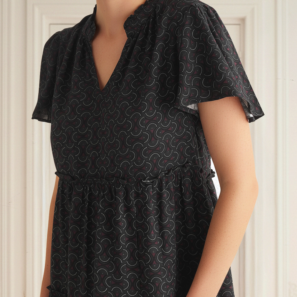 Set of 2 - Night Dress Short Sleeves Tiered Viscose-women-clothing-nightwear-nighties-image-4