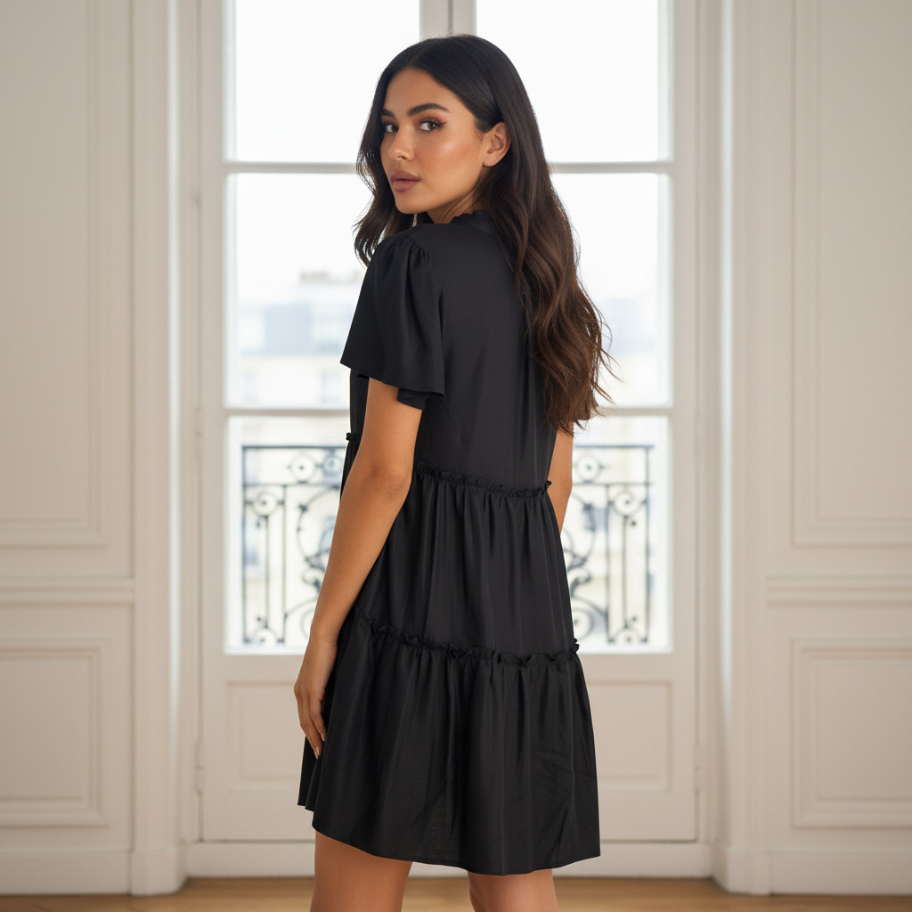 Set of 2 - Night Dress Short Sleeves Tiered Viscose-women-clothing-nightwear-nighties-image-6