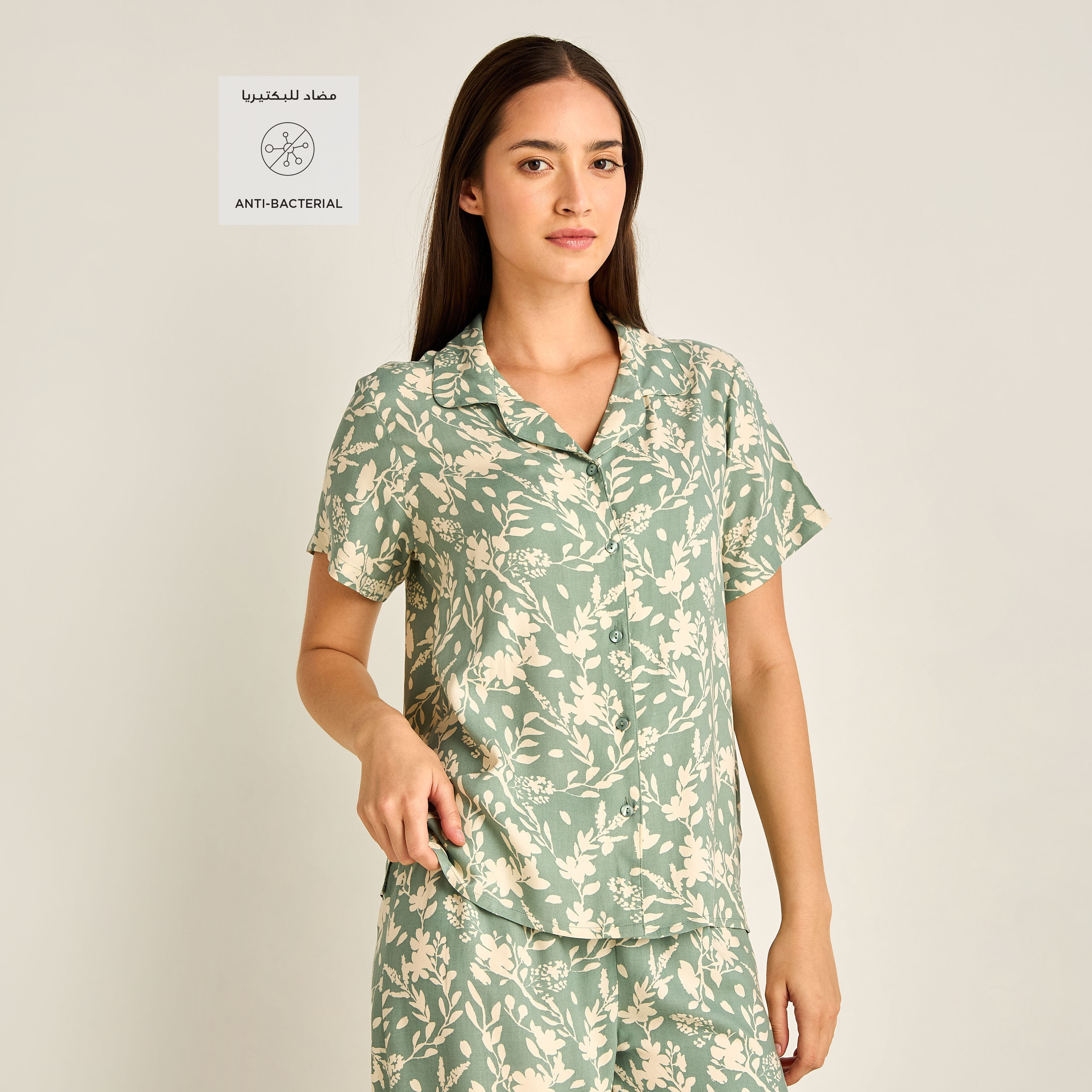 Pyjama Set Button-Down Shirt & Trousers Viscose-women-clothing-nightwear-pyjamas-longsets-image-2