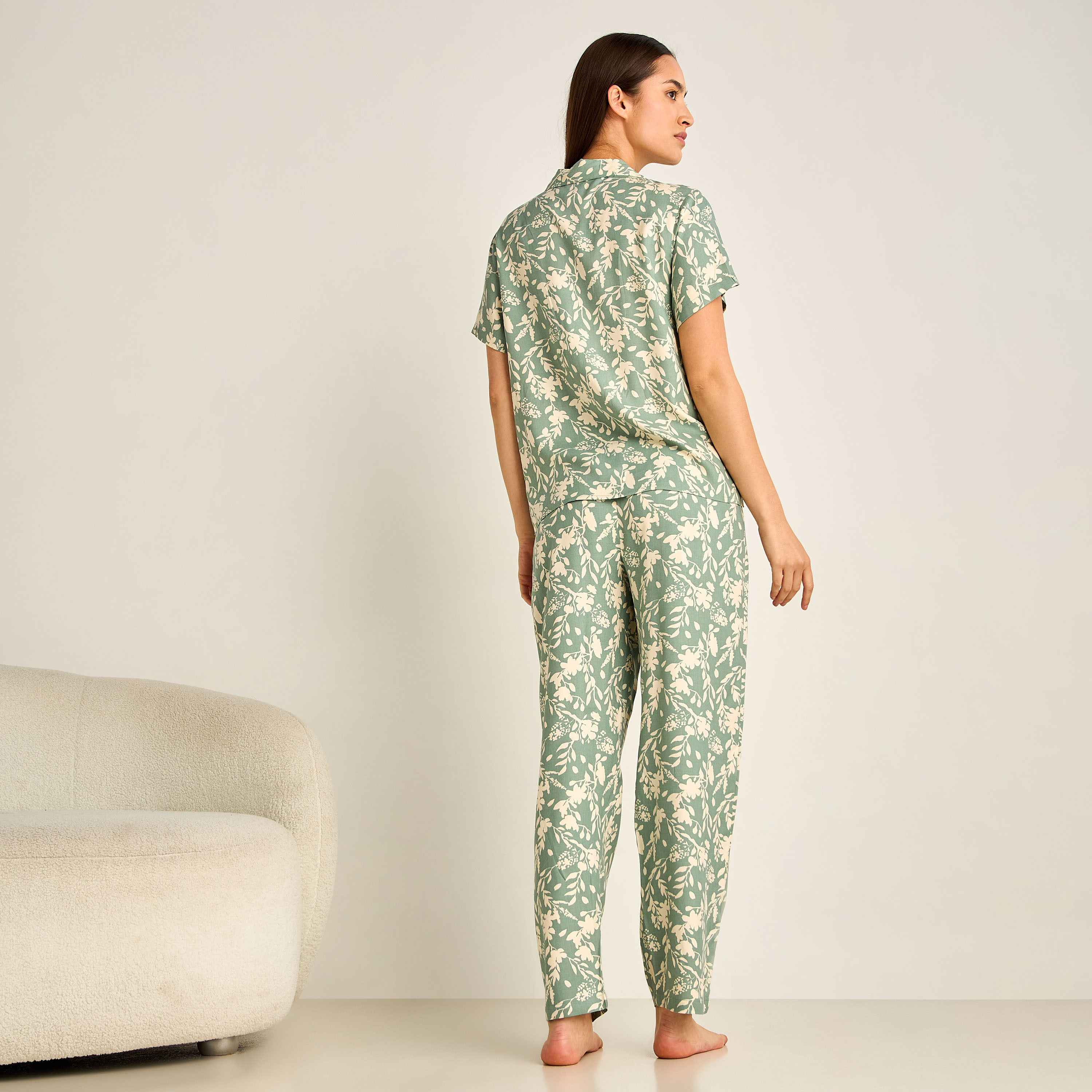 Pyjama Set Button-Down Shirt & Trousers Viscose-women-clothing-nightwear-pyjamas-longsets-image-3