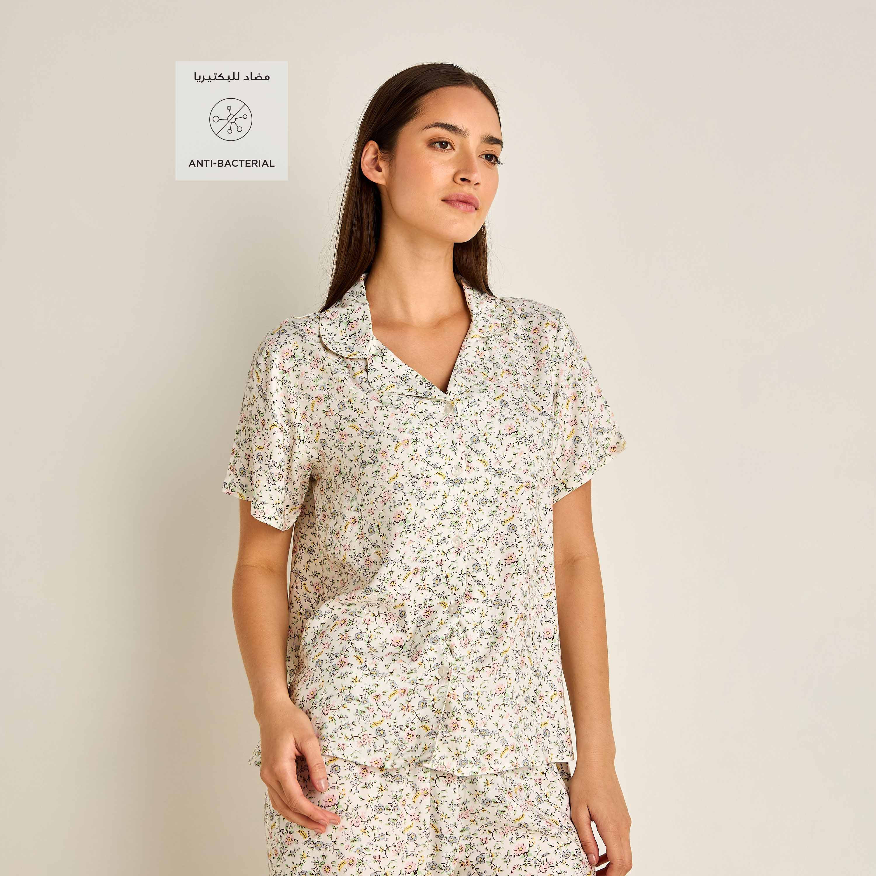 Pyjama Set Button-Down Shirt & Trousers Viscose-women-clothing-nightwear-pyjamas-longsets-image-2