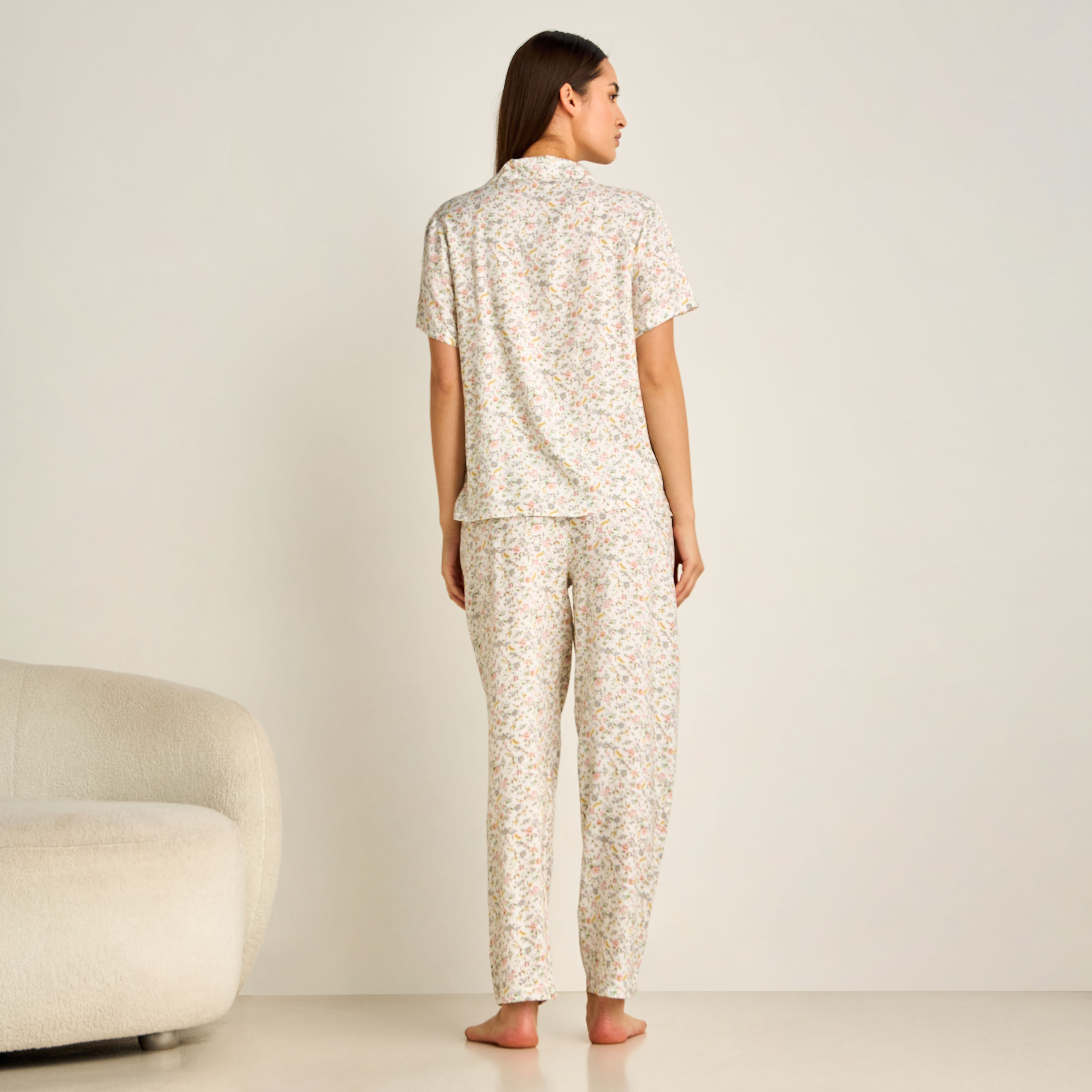 Pyjama Set Button-Down Shirt & Trousers Viscose-women-clothing-nightwear-pyjamas-longsets-image-3