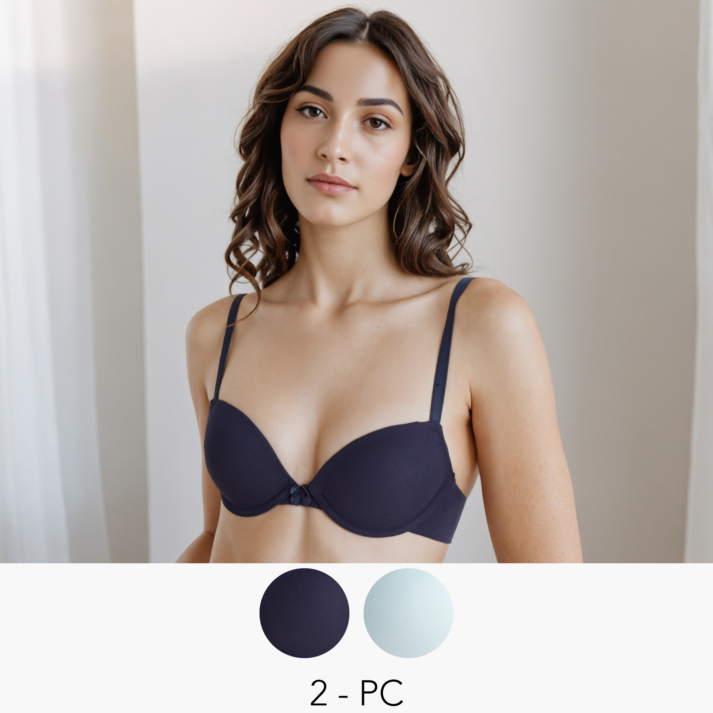 2-Pack Plunge Bra Low Coverage Bow Detail-women-clothing-lingerie-bras-image-1