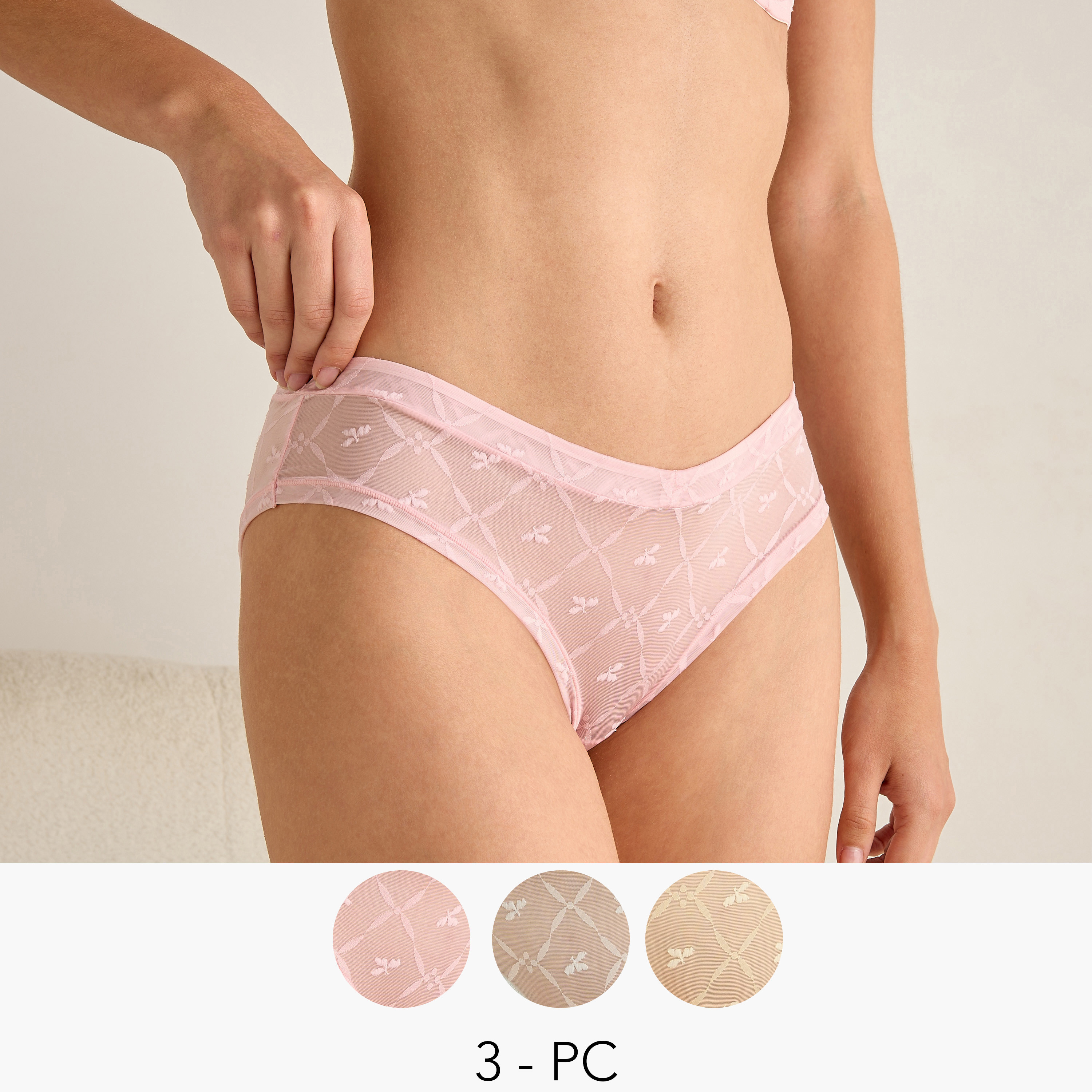 Mesh Briefs Low Rise -  Set of 3-women-clothing-lingerie-panties-image-1